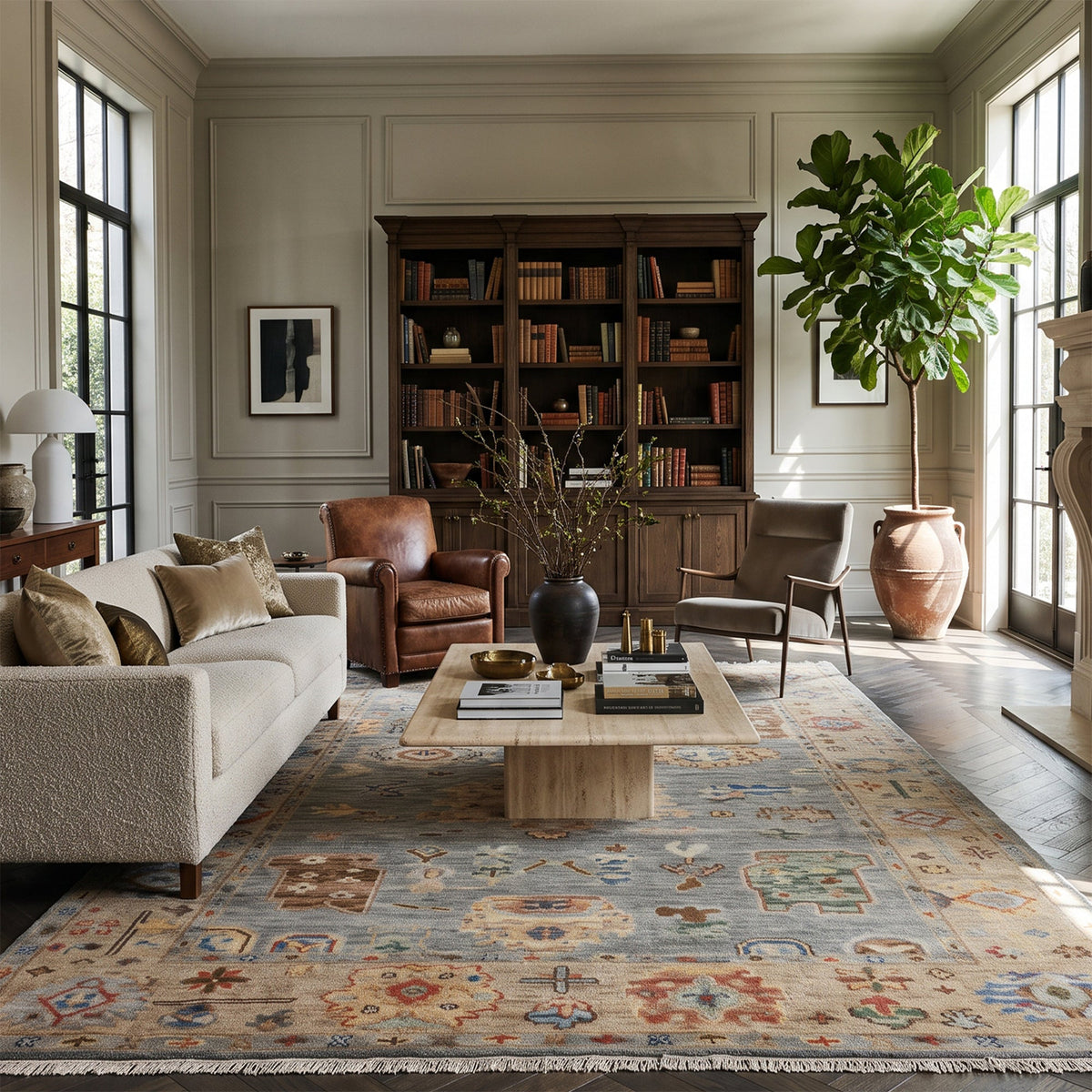 Elysia Indigo Hand Knotted Rug Rectangle image