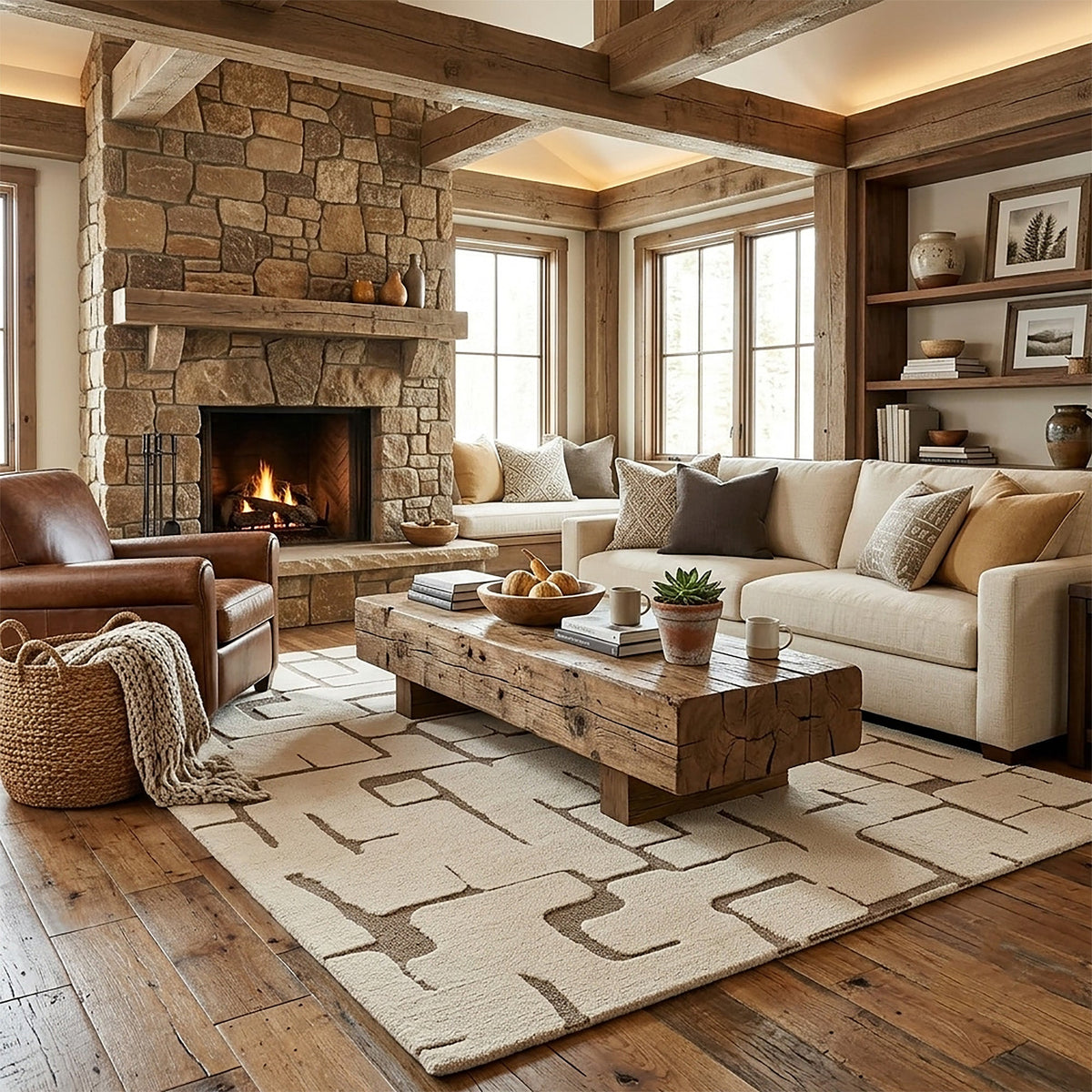 Tantu Ivory/Camel Hand Tufted Rug Rectangle image