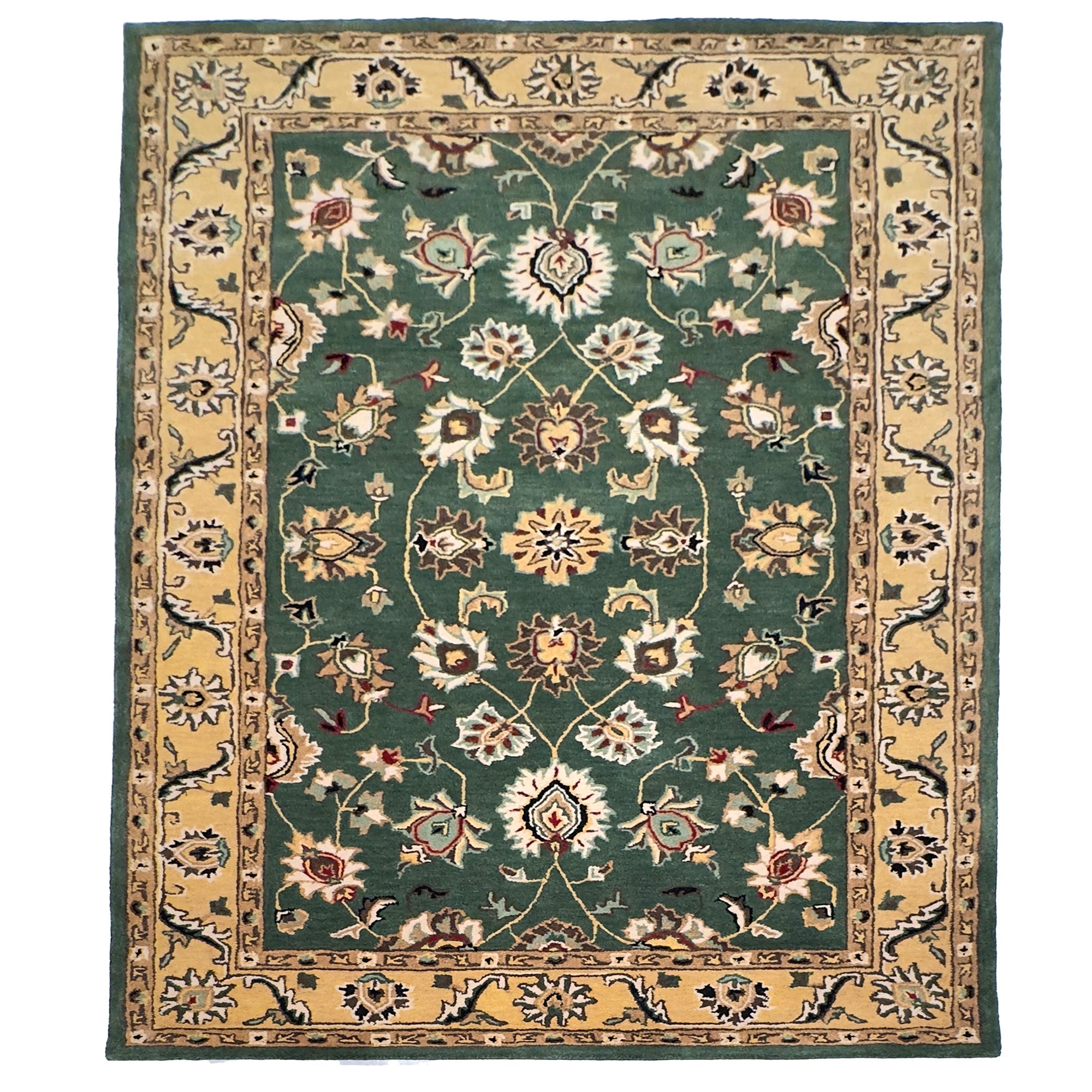 Persia-Keshan Green Gold Hand Tufted Rug Rectangle image
