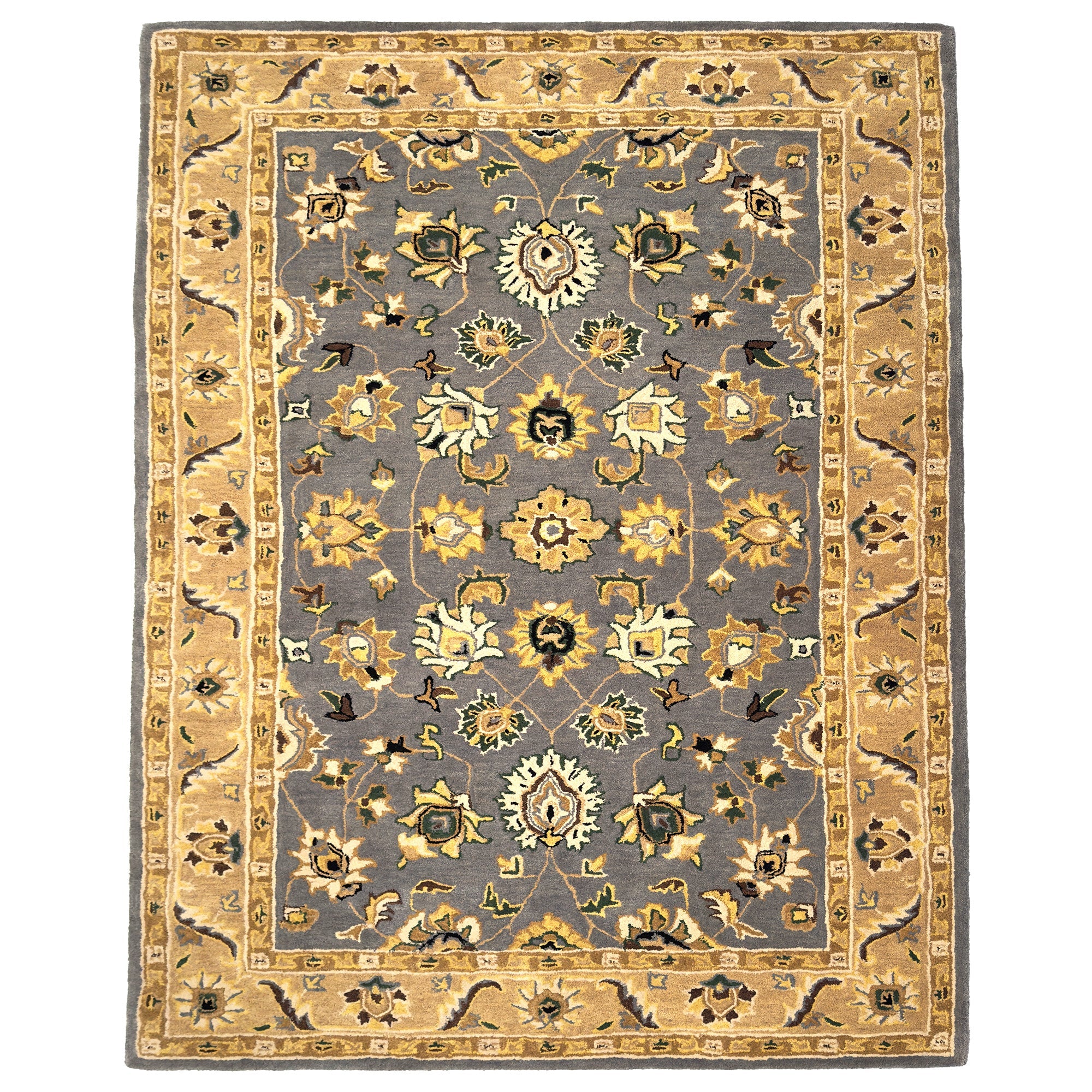 Persia-Keshan Gray Beige Hand Tufted Rug Rectangle image