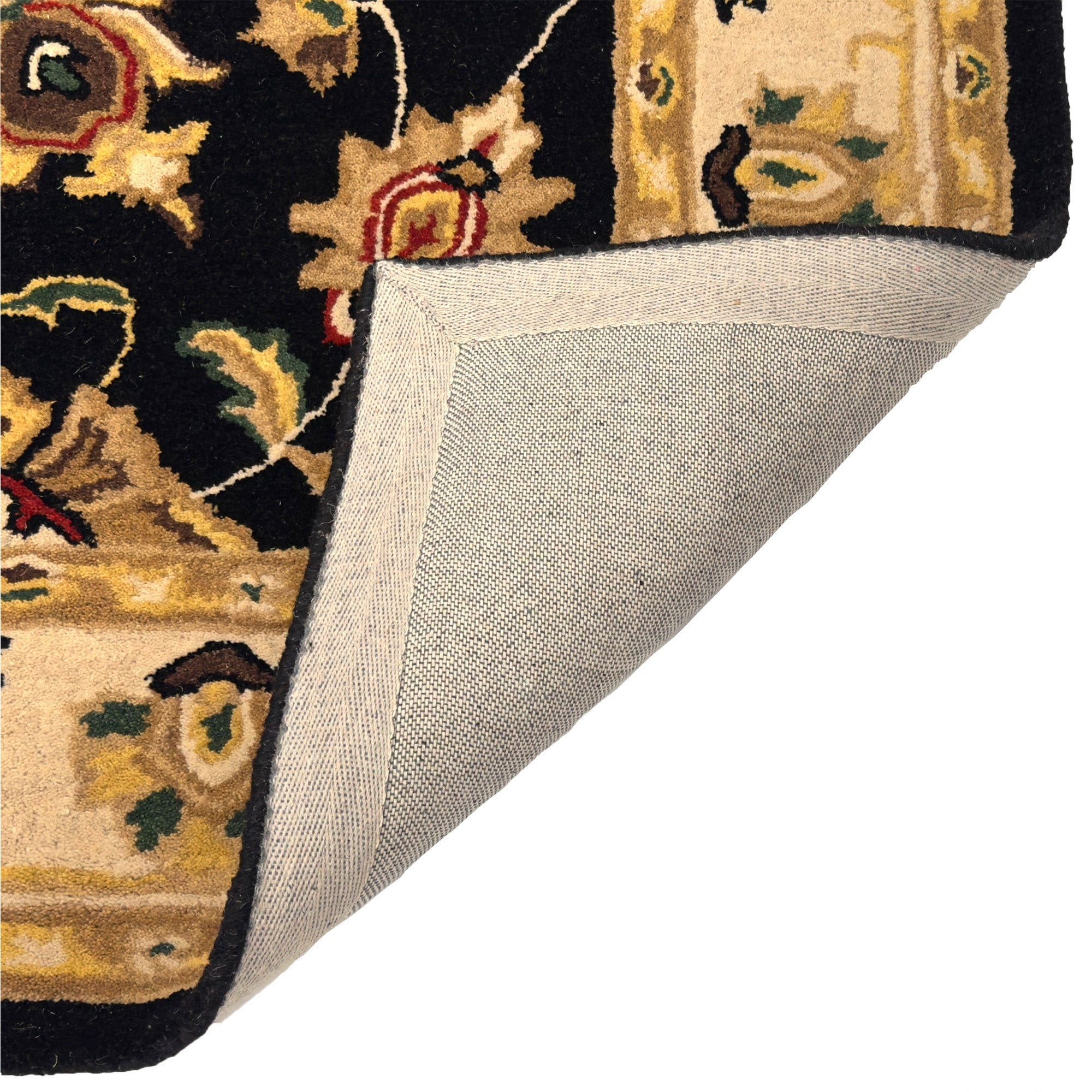 Persia-Keshan Black Ivory Hand Tufted Rug Rectangle image