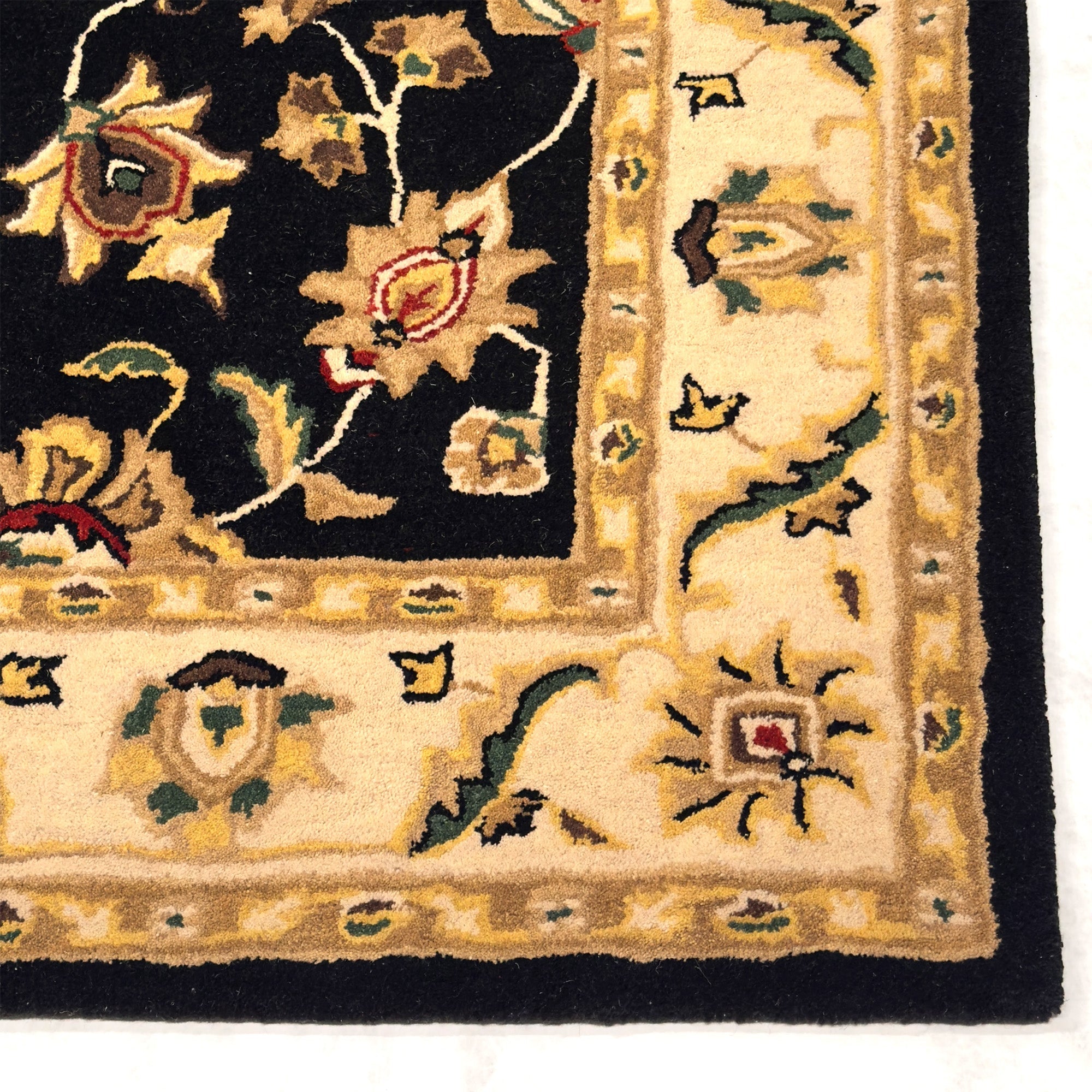 Persia-Keshan Black Ivory Hand Tufted Rug Rectangle image