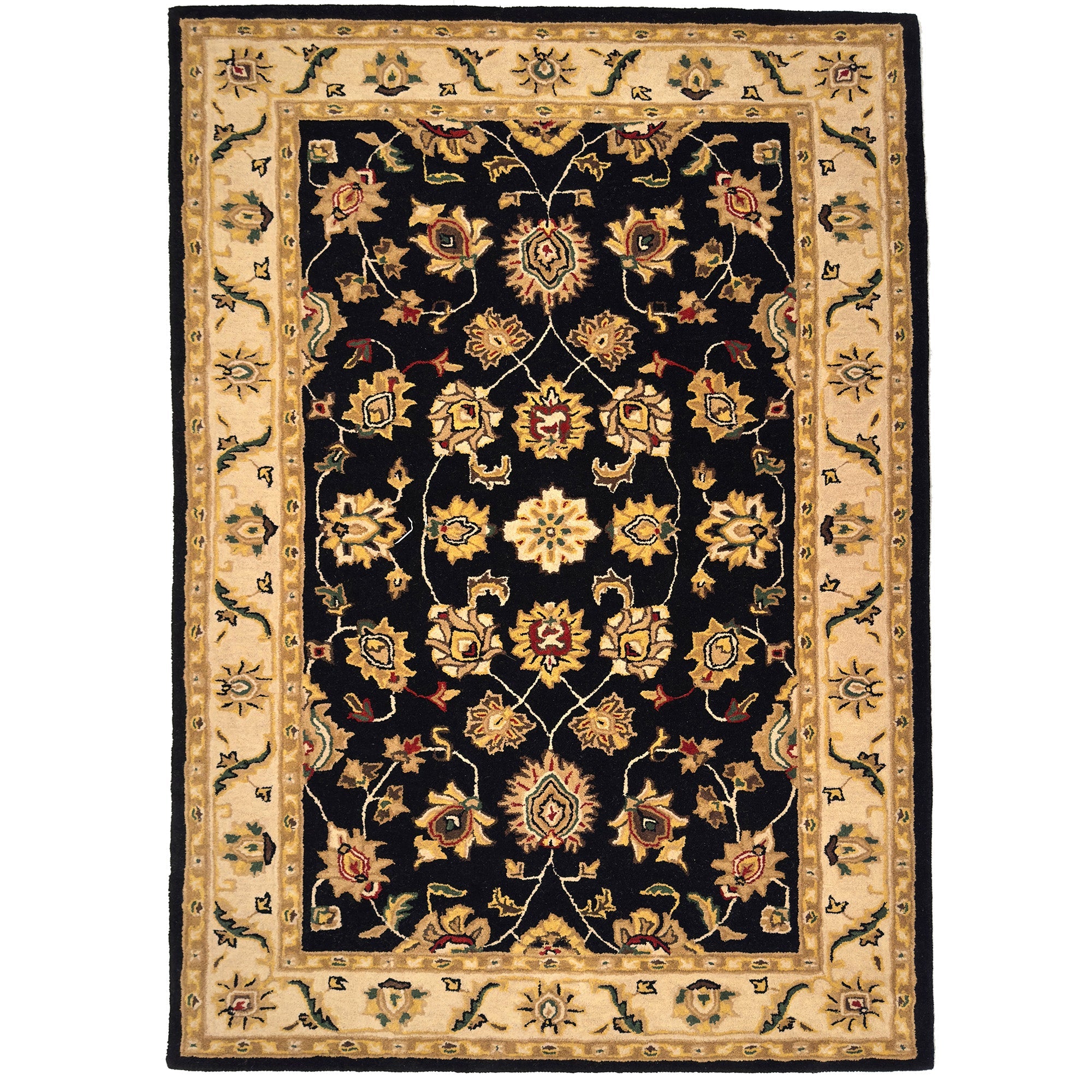 Persia-Keshan Black Ivory Hand Tufted Rug Rectangle image