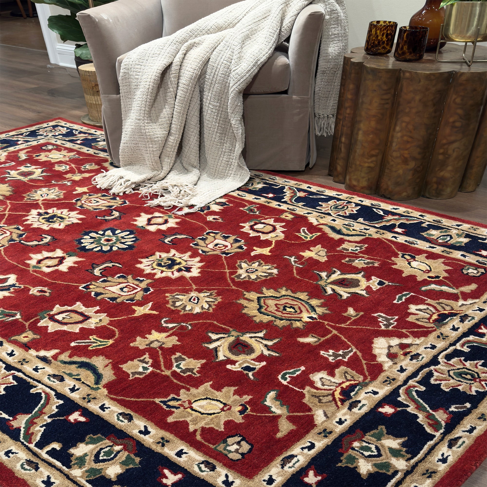 Persia-Keshan Red Navy Hand Tufted Rug Rectangle image