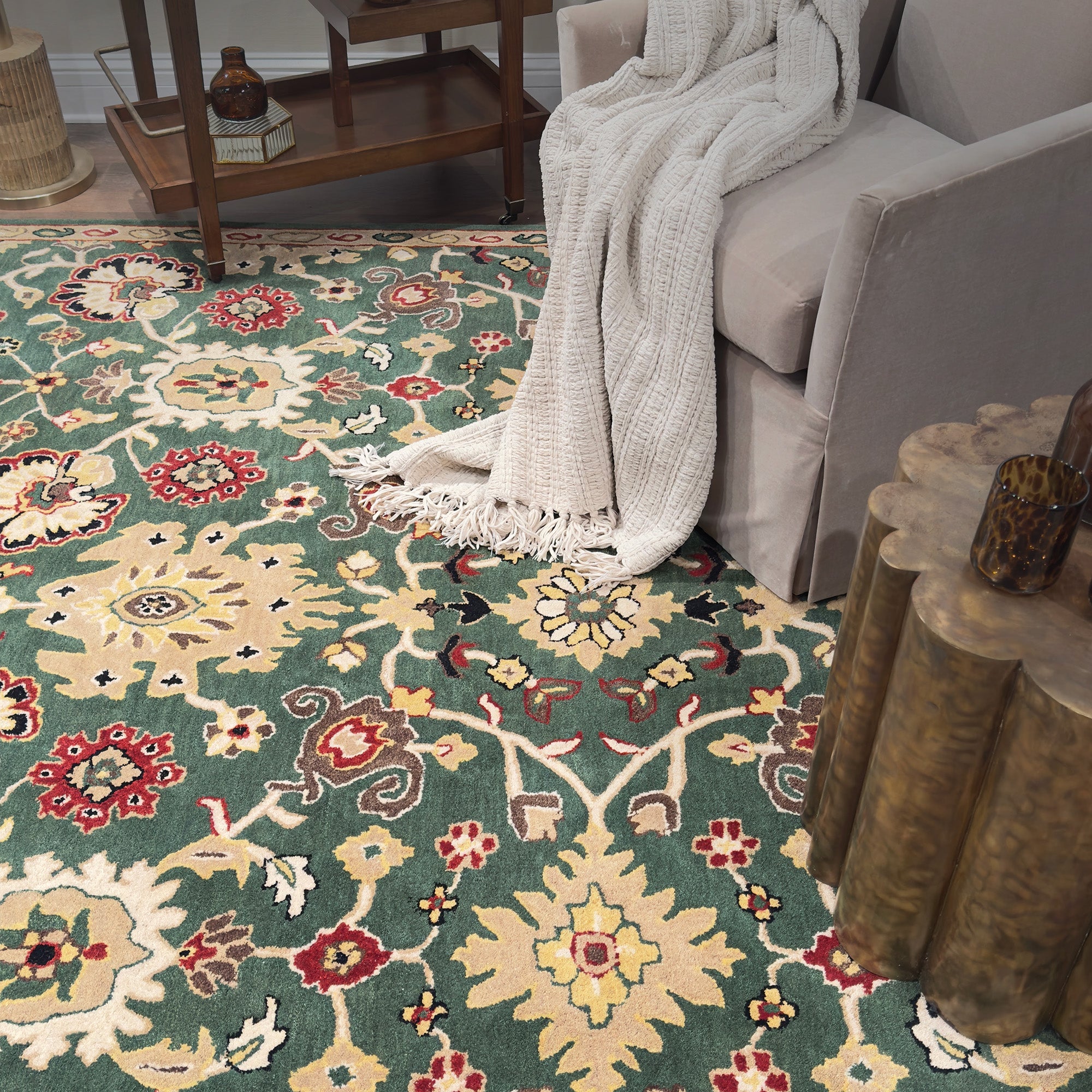 Persia-Mahal Green Hand Tufted Rug Rectangle image