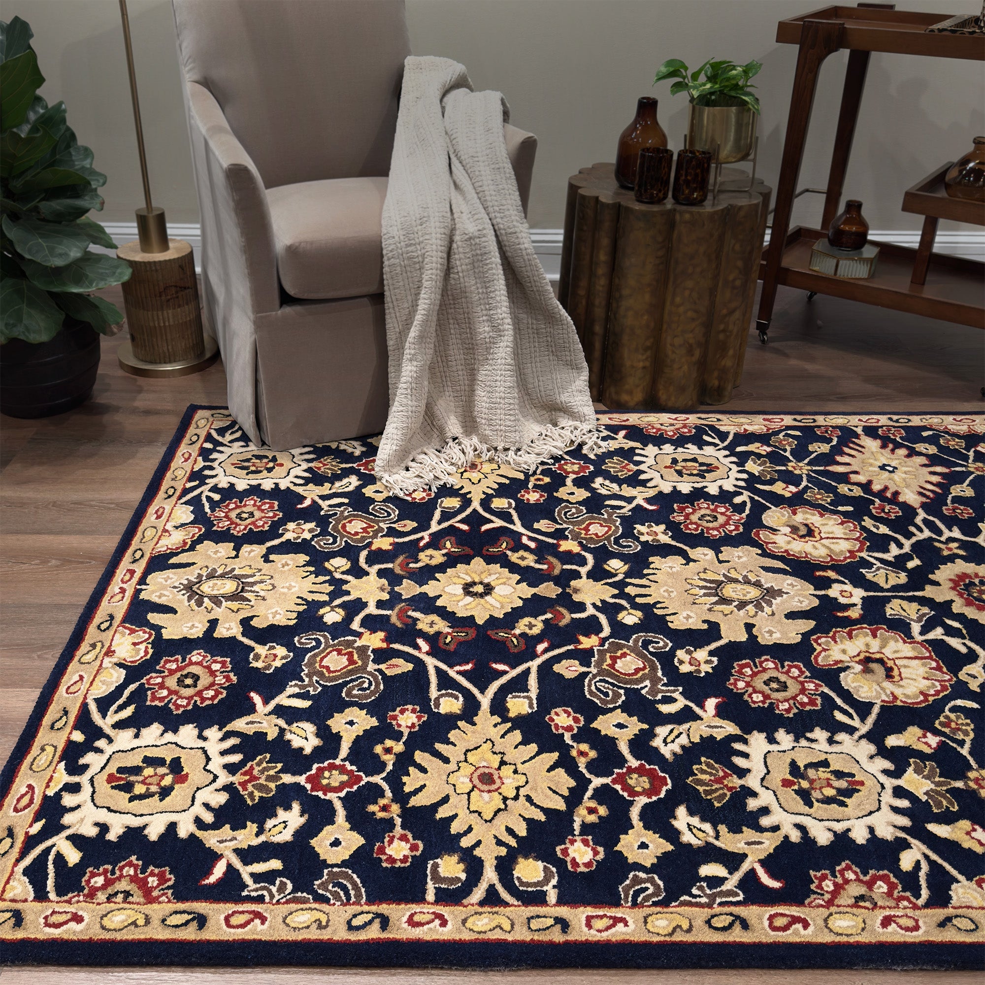 Persia-Mahal Navy Hand Tufted Rug Rectangle image