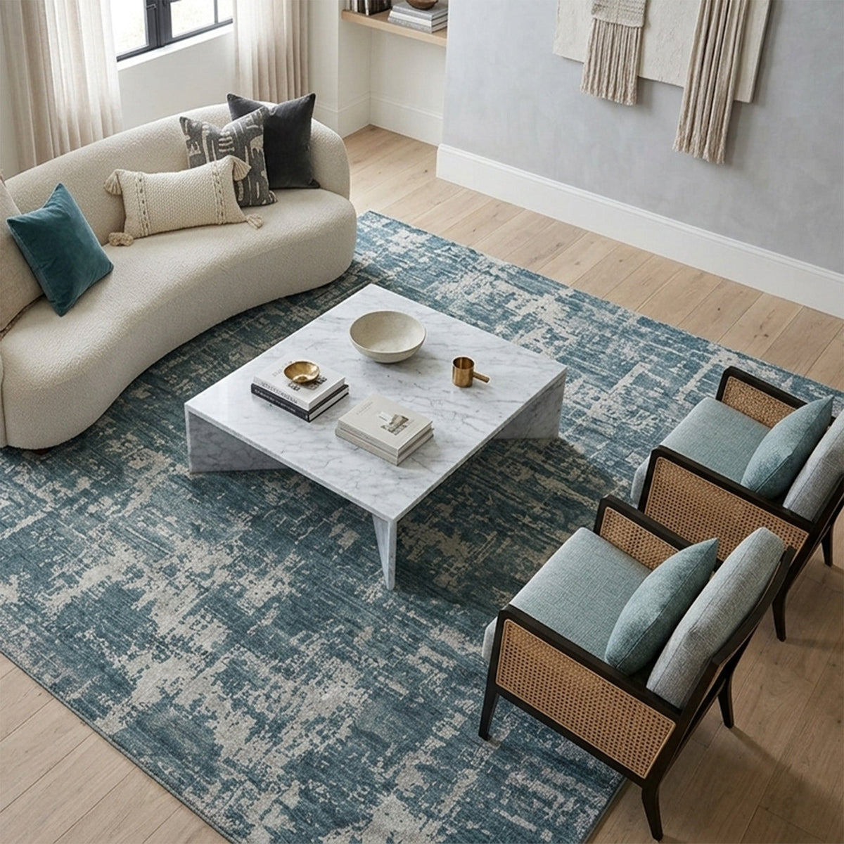 Antissa Aqua Hand Loomed Area Rug Rectangle image
