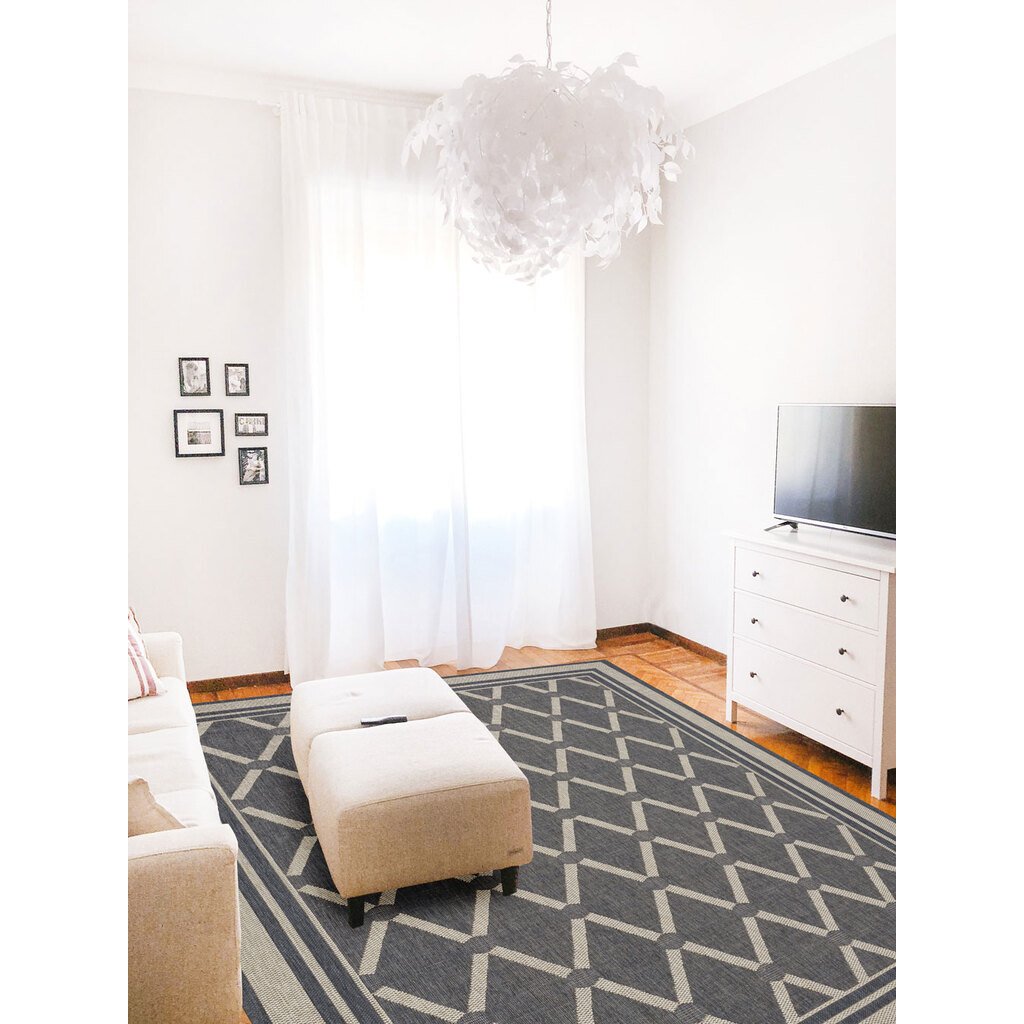 Finesse-Lattice Charcoal Machine Woven Rug Rectangle image