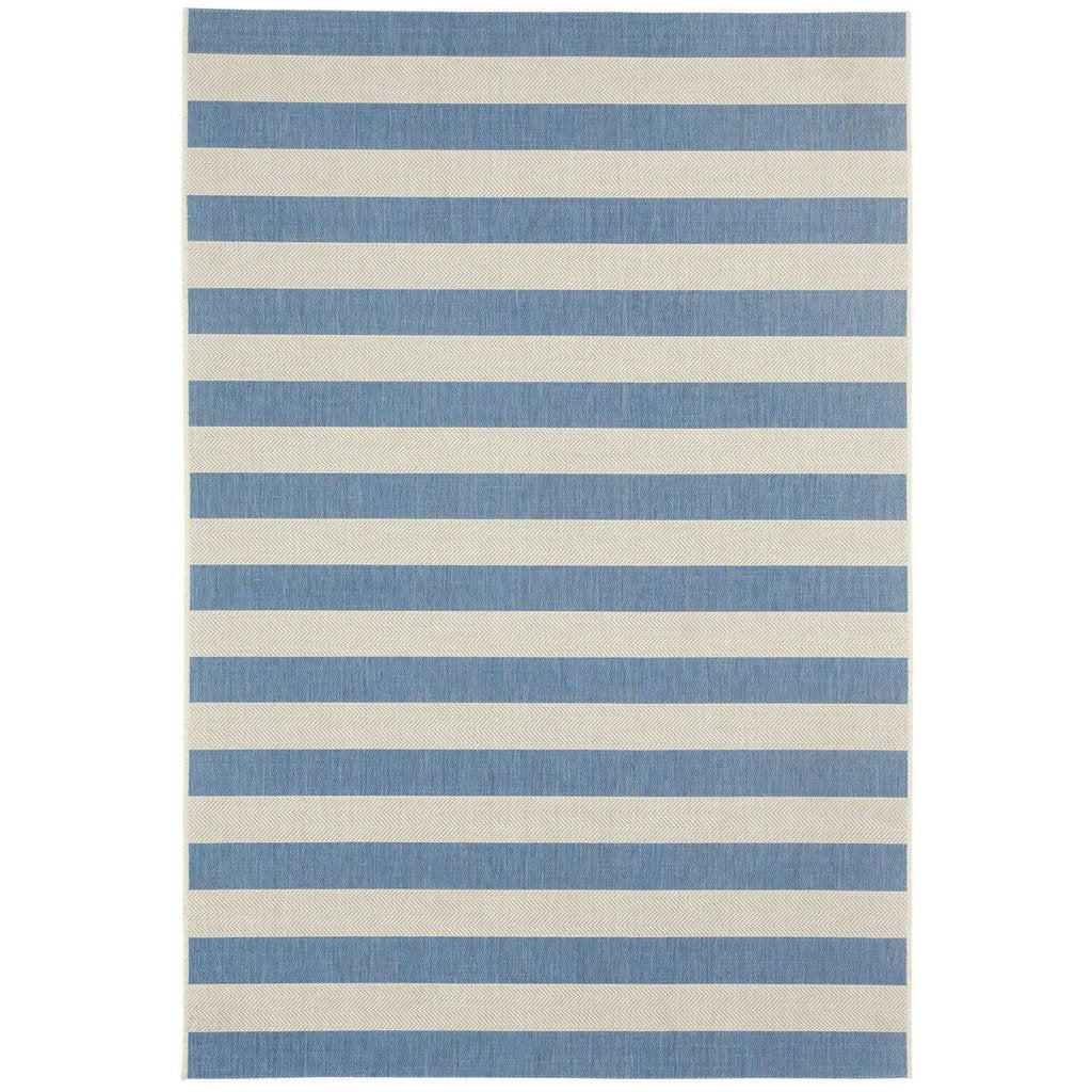 Finesse-Stripe Capri Blue Machine Woven Rug Rectangle image