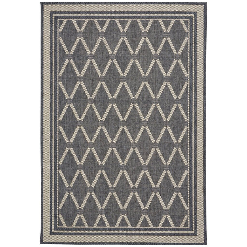 Finesse-Lattice Charcoal Machine Woven Rug Rectangle image