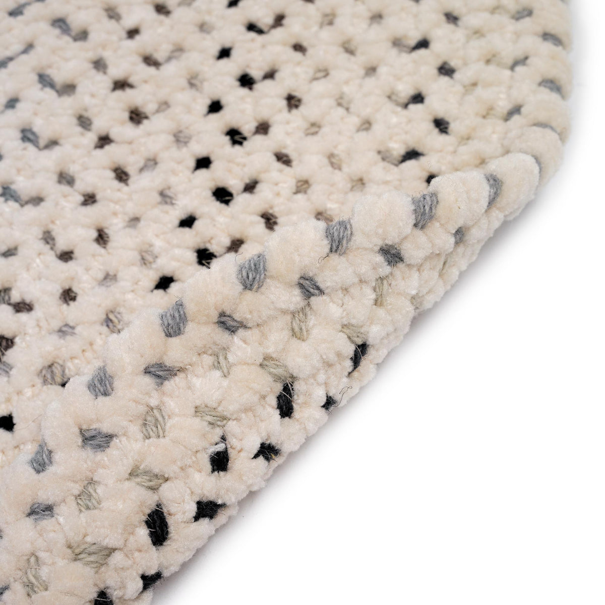 Dramatic Static Foggy Day Braided Rug Oval image