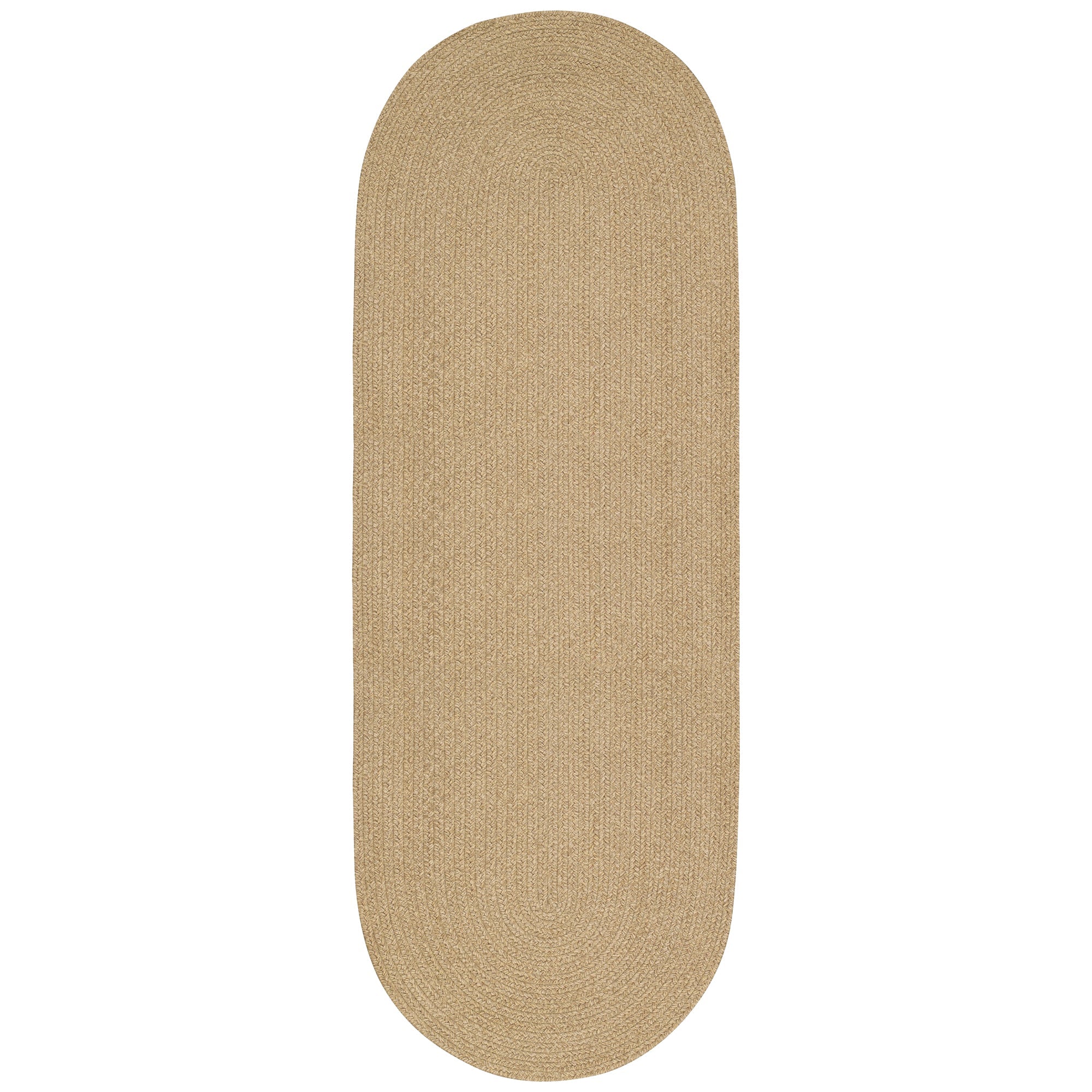 Heathered Beige Braided Rug Oval Runner Silo image