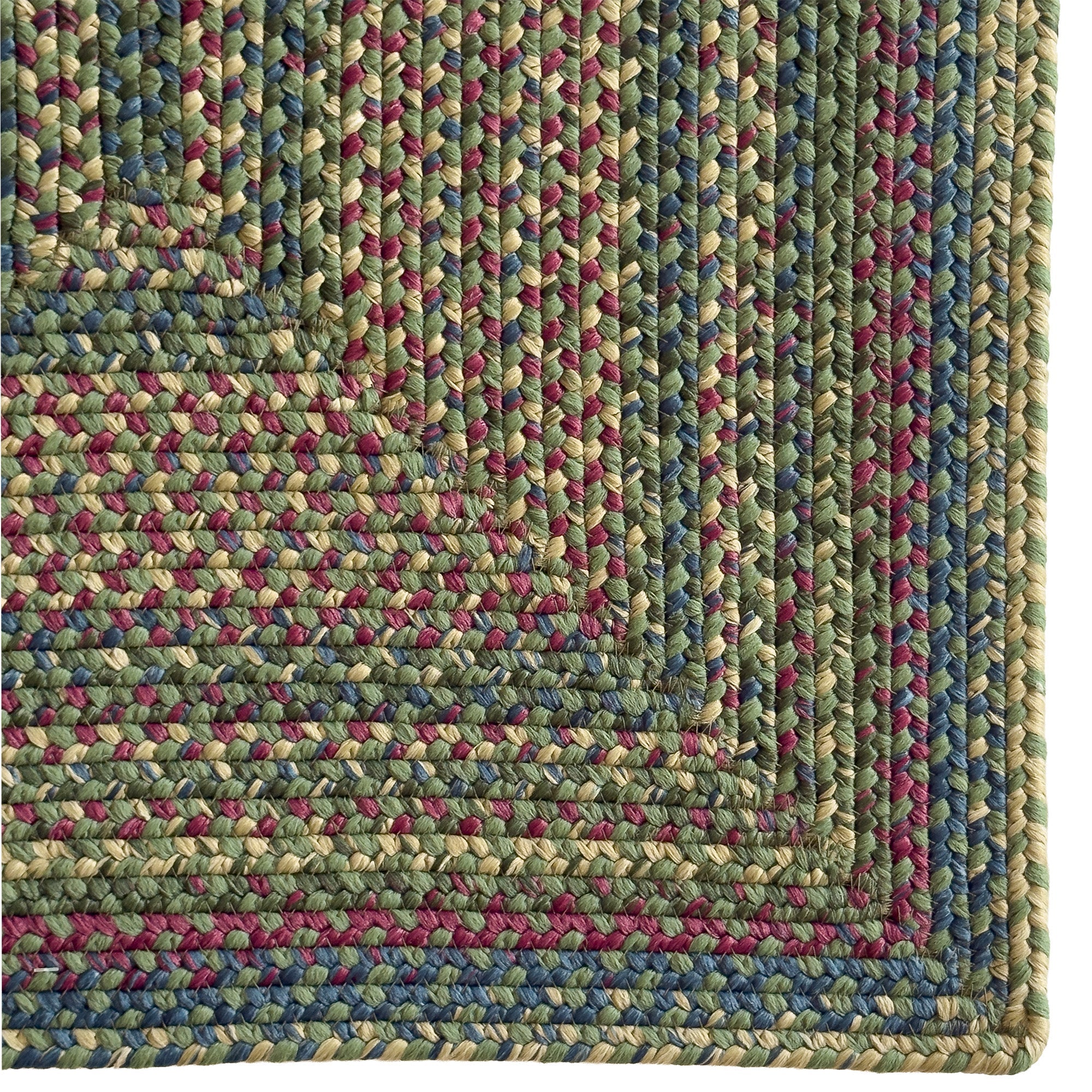 Beachwood Green Multi Braided Rug Concentric Rectangle image