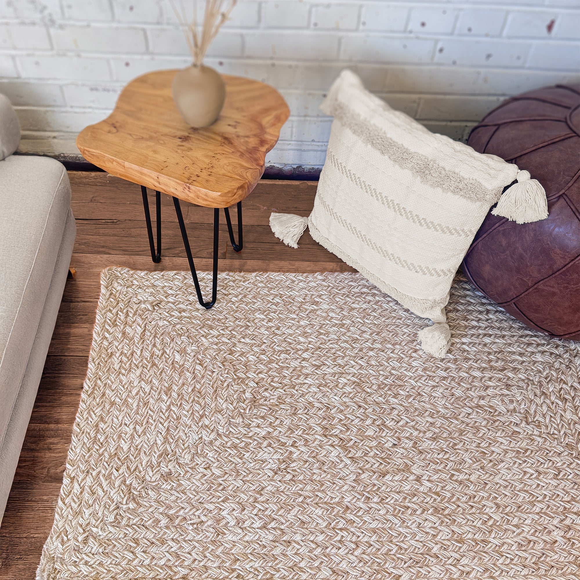 Terra Harvest Wheat Braided Rug Concentric Rectangle image