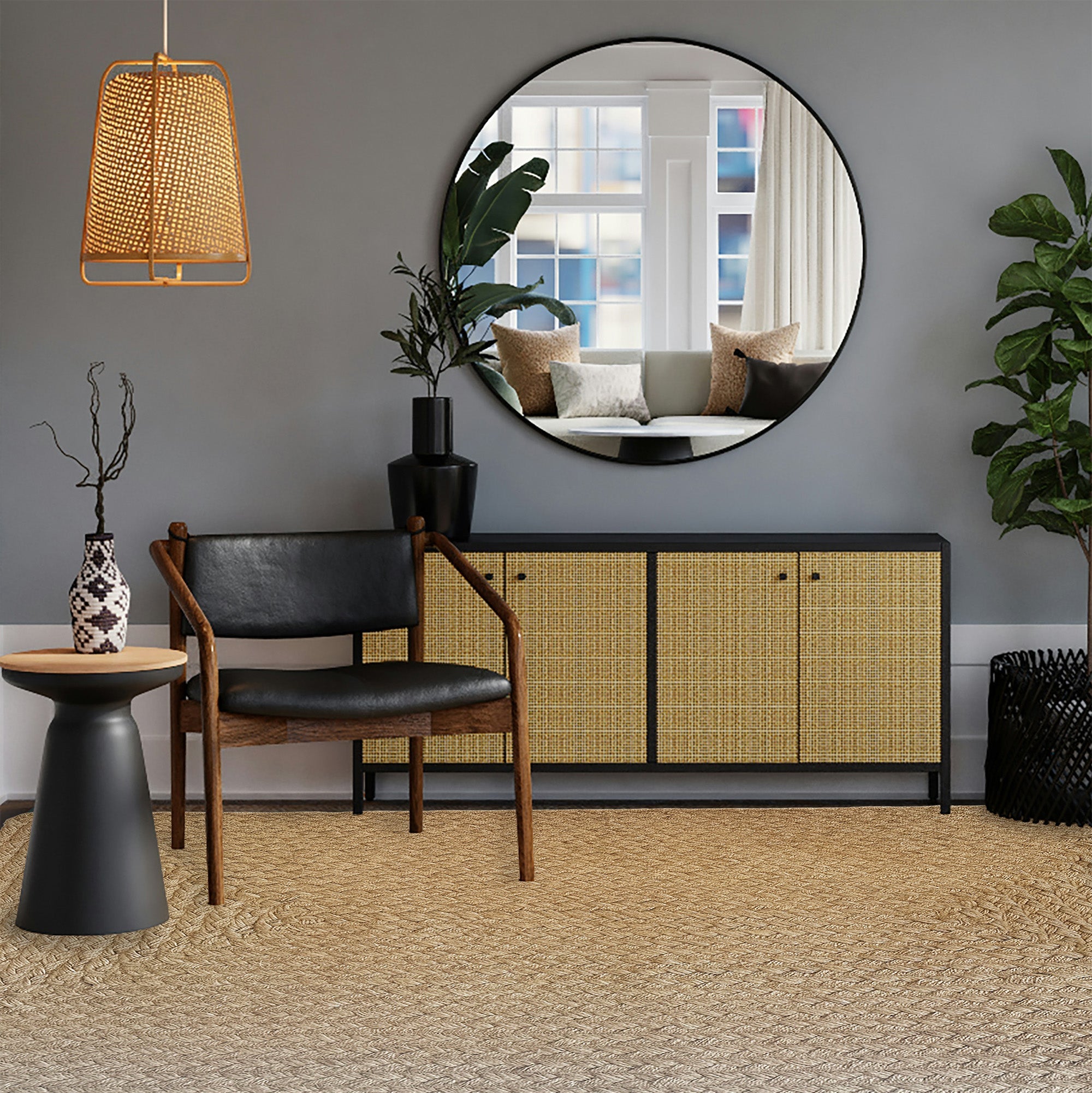 Terra Harvest Natural Braided Rug Concentric Rectangle image