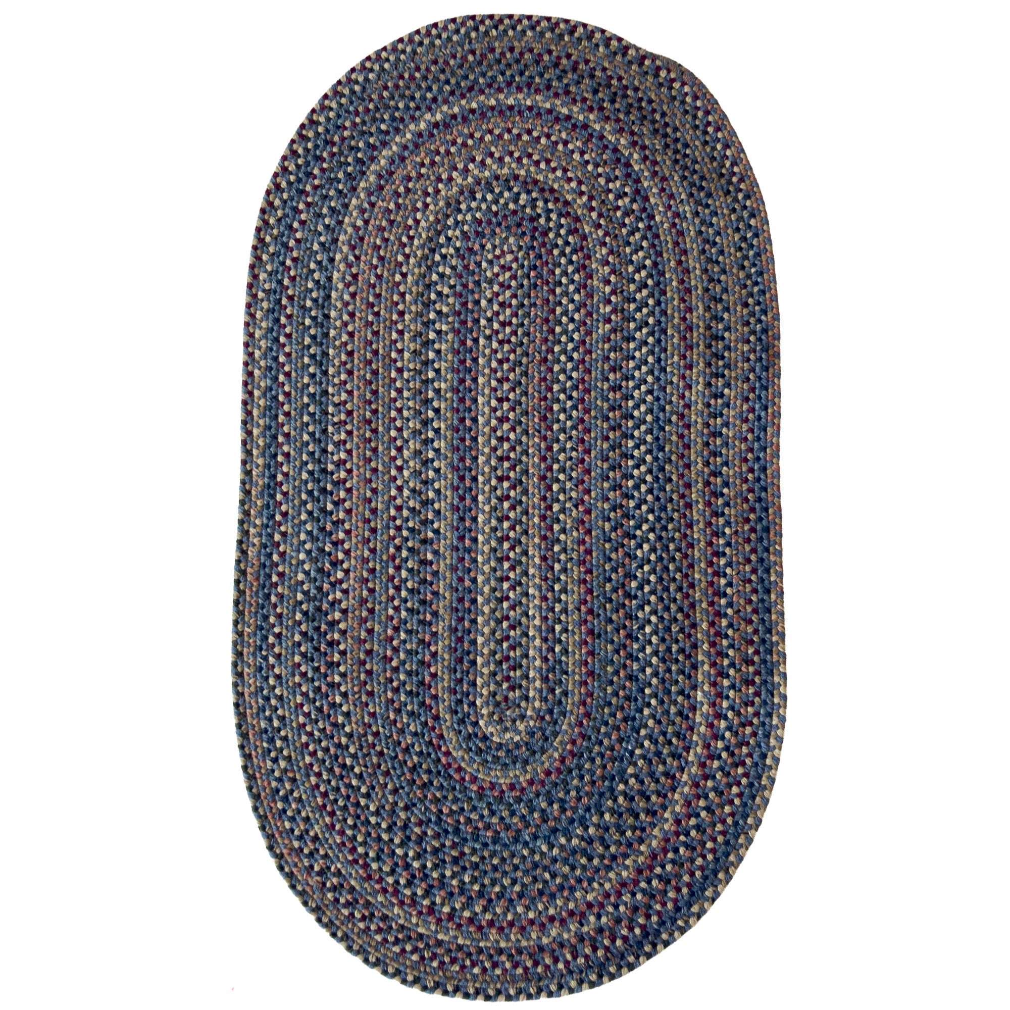 Timber Haven Dark Blue Multi Braided Rug Oval image