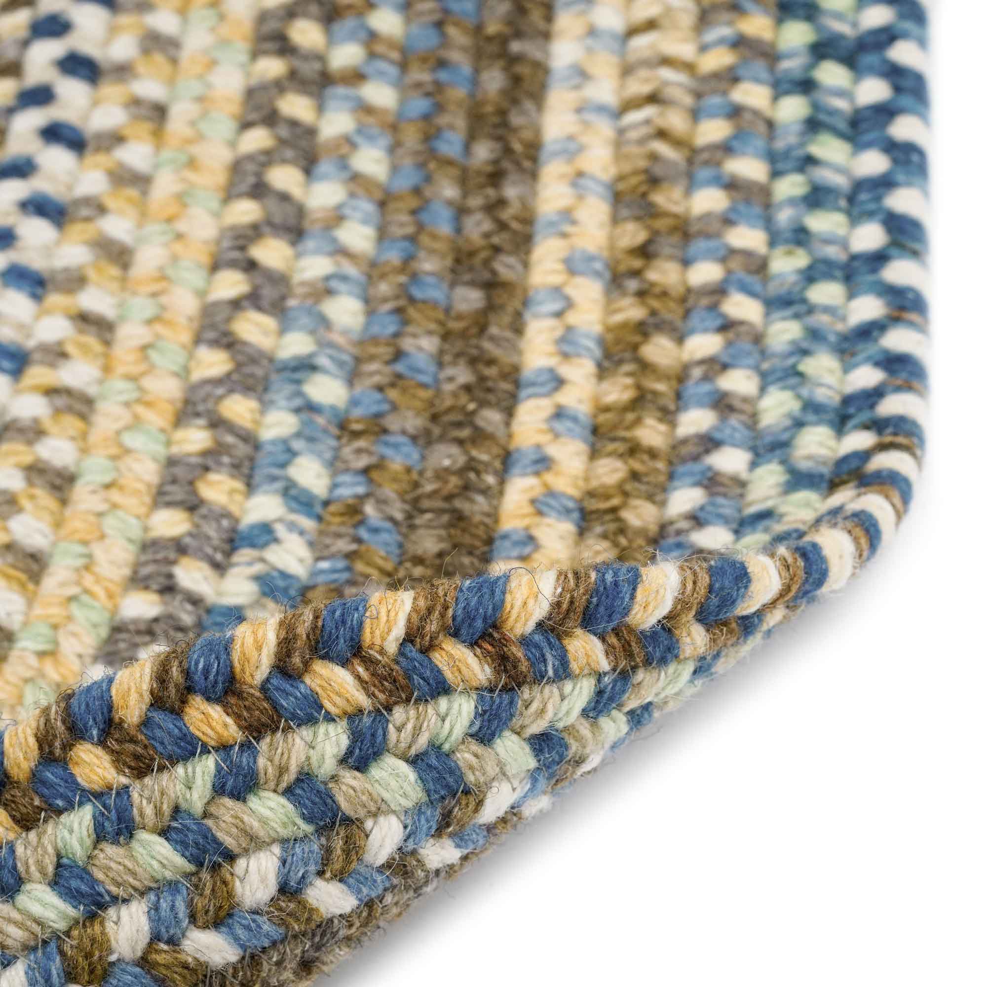 American Legacy Natural Blue Braided Rug Round image