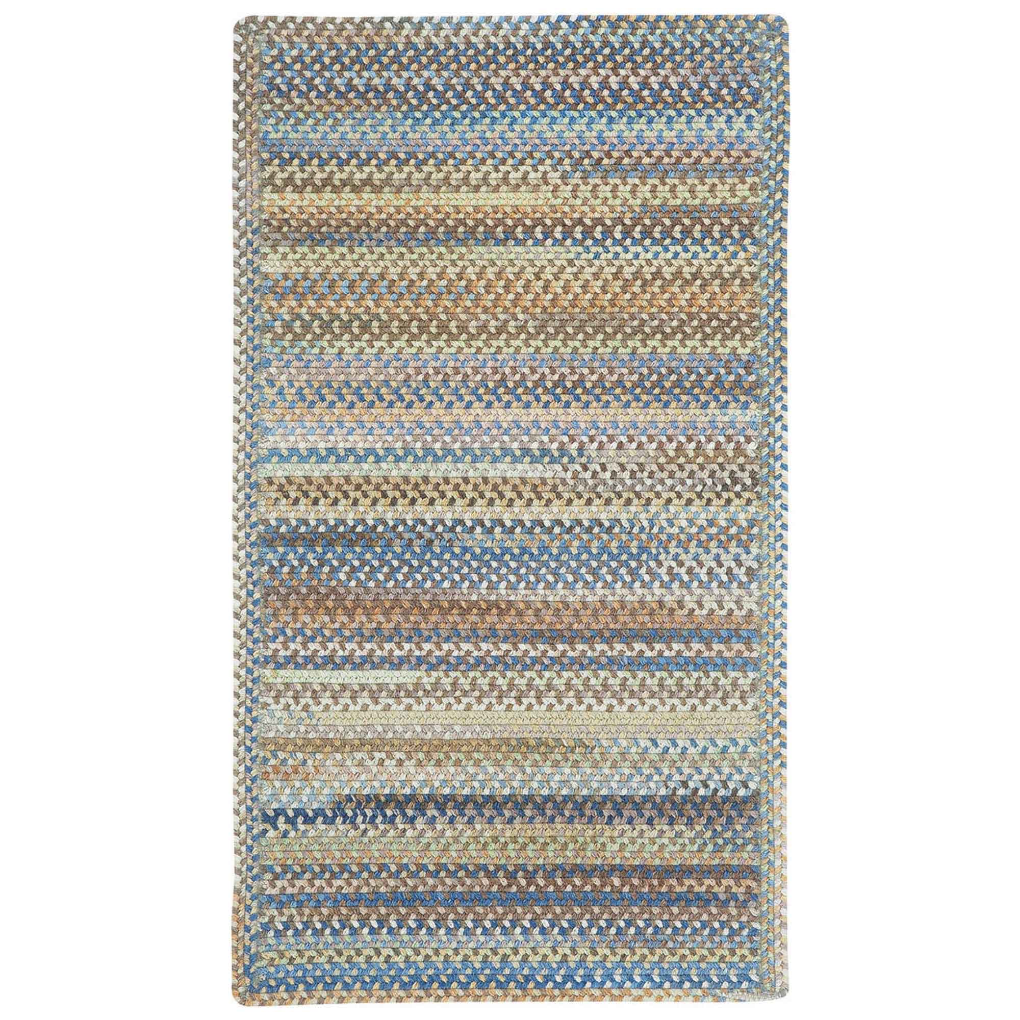 American Legacy Natural Blue Braided Rug Cross Sewn Rectangle image