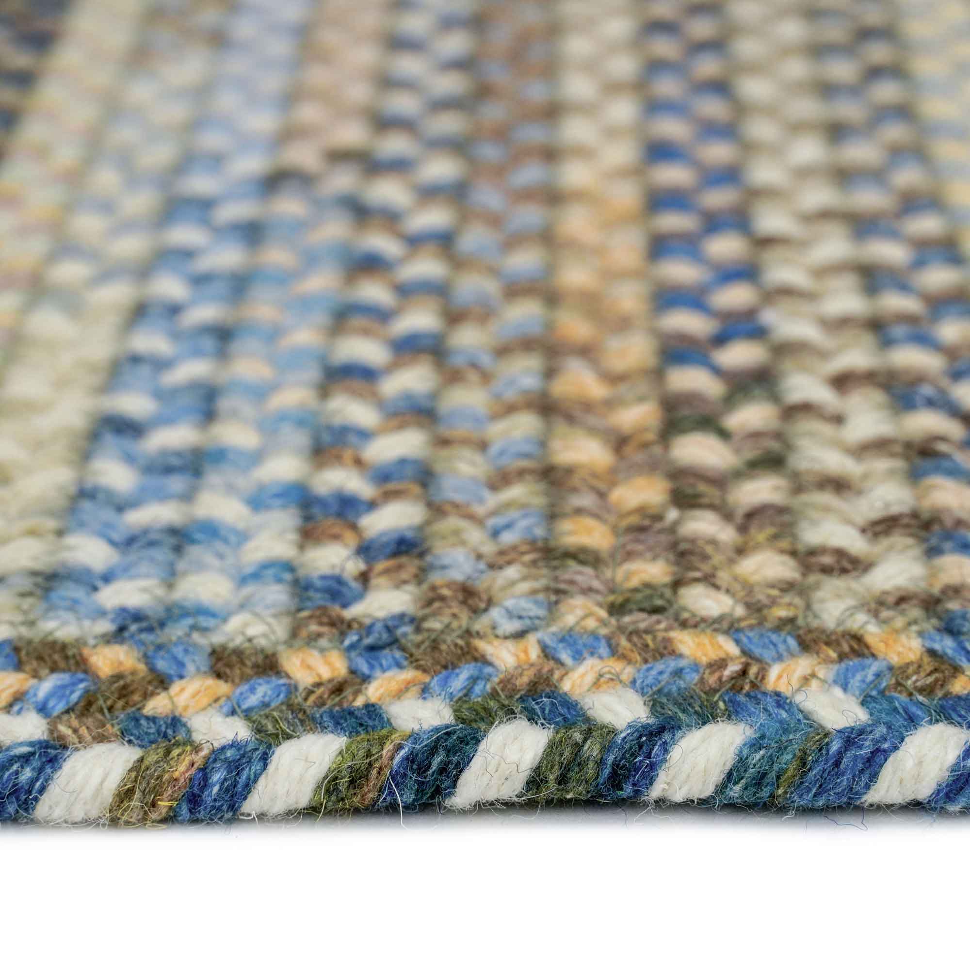 American Legacy Natural Blue Braided Rug Cross Sewn Rectangle image