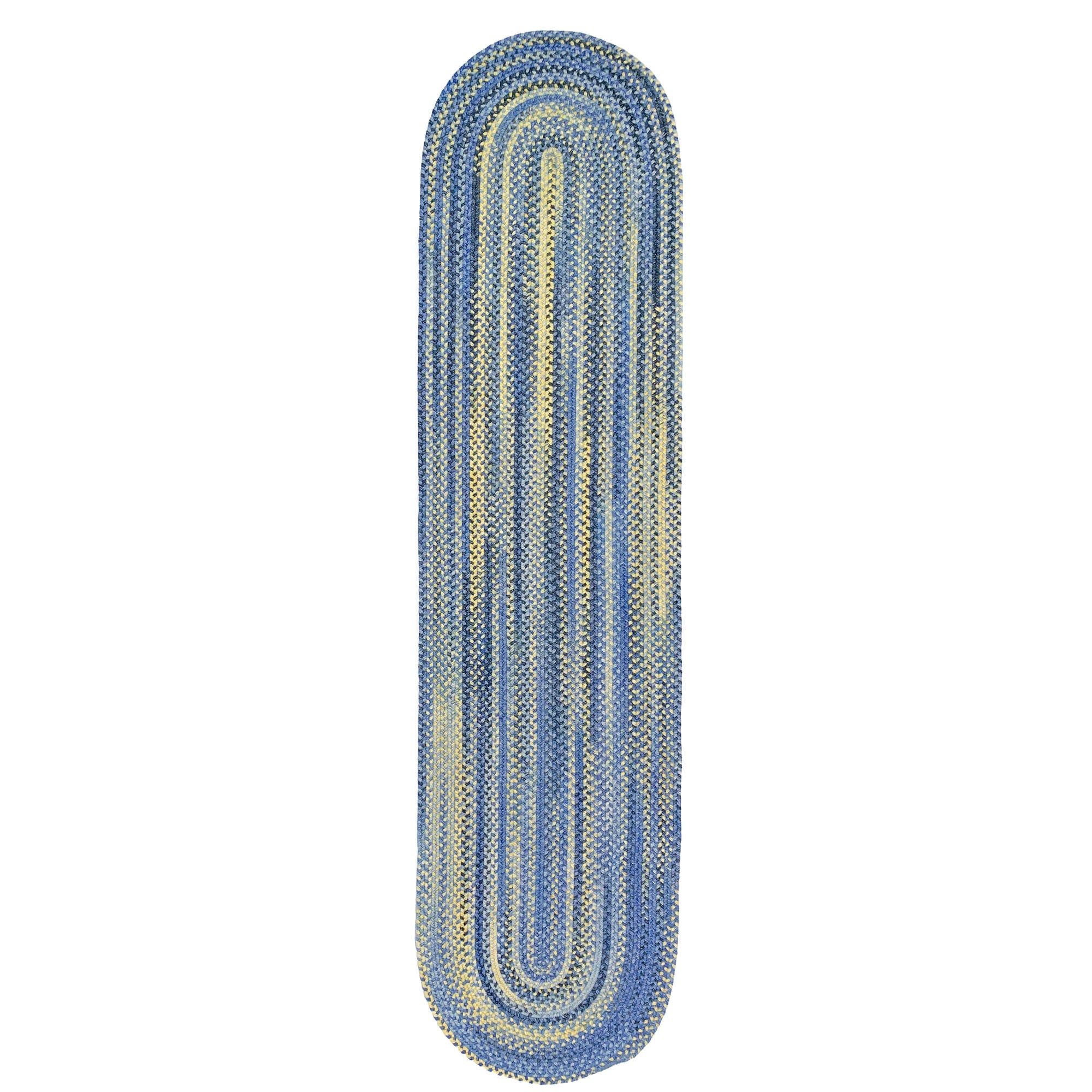 American Classic Blue Yellow Braided Rug Oval image