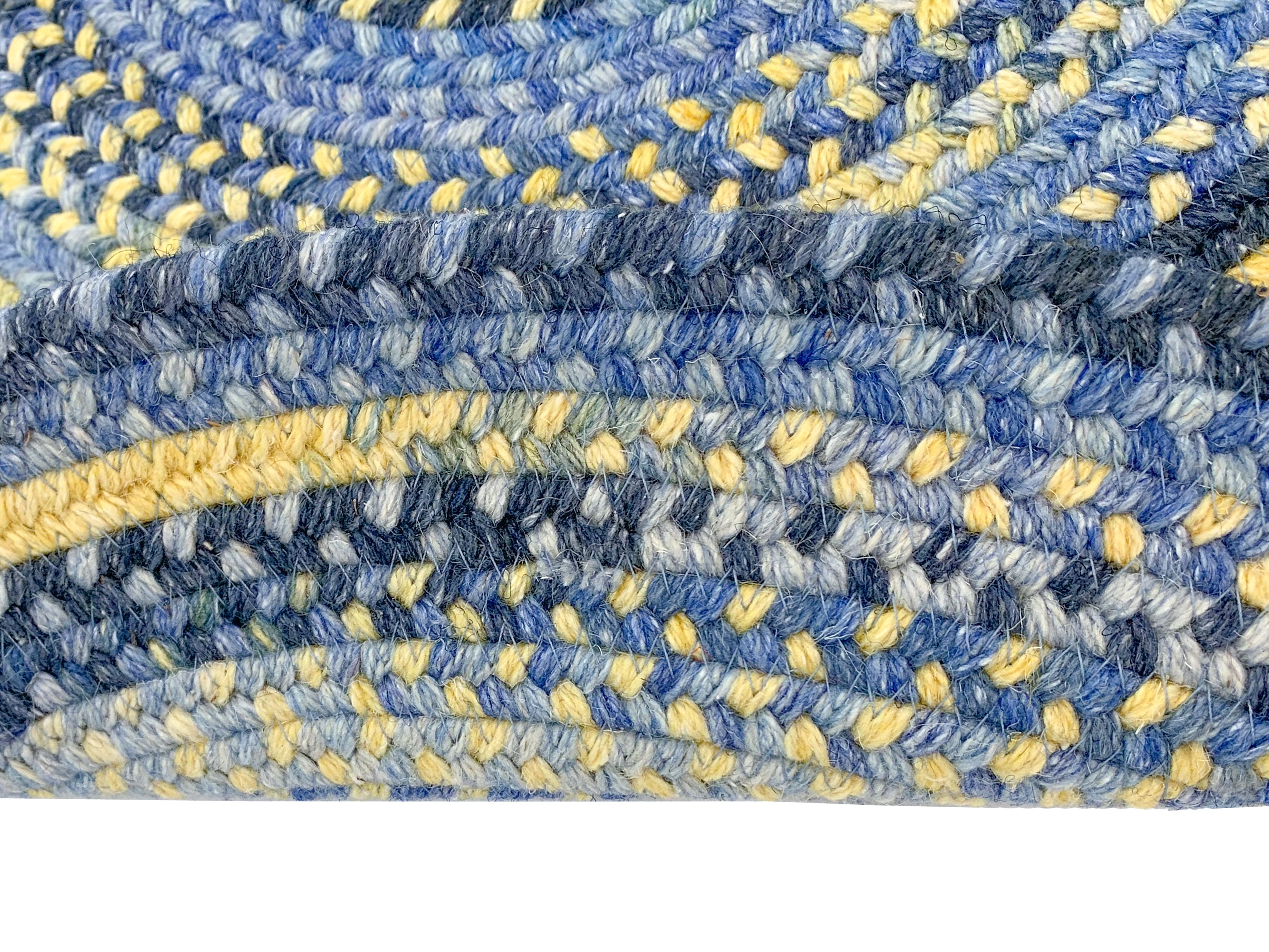 American Classic Blue Yellow Braided Rug Oval image
