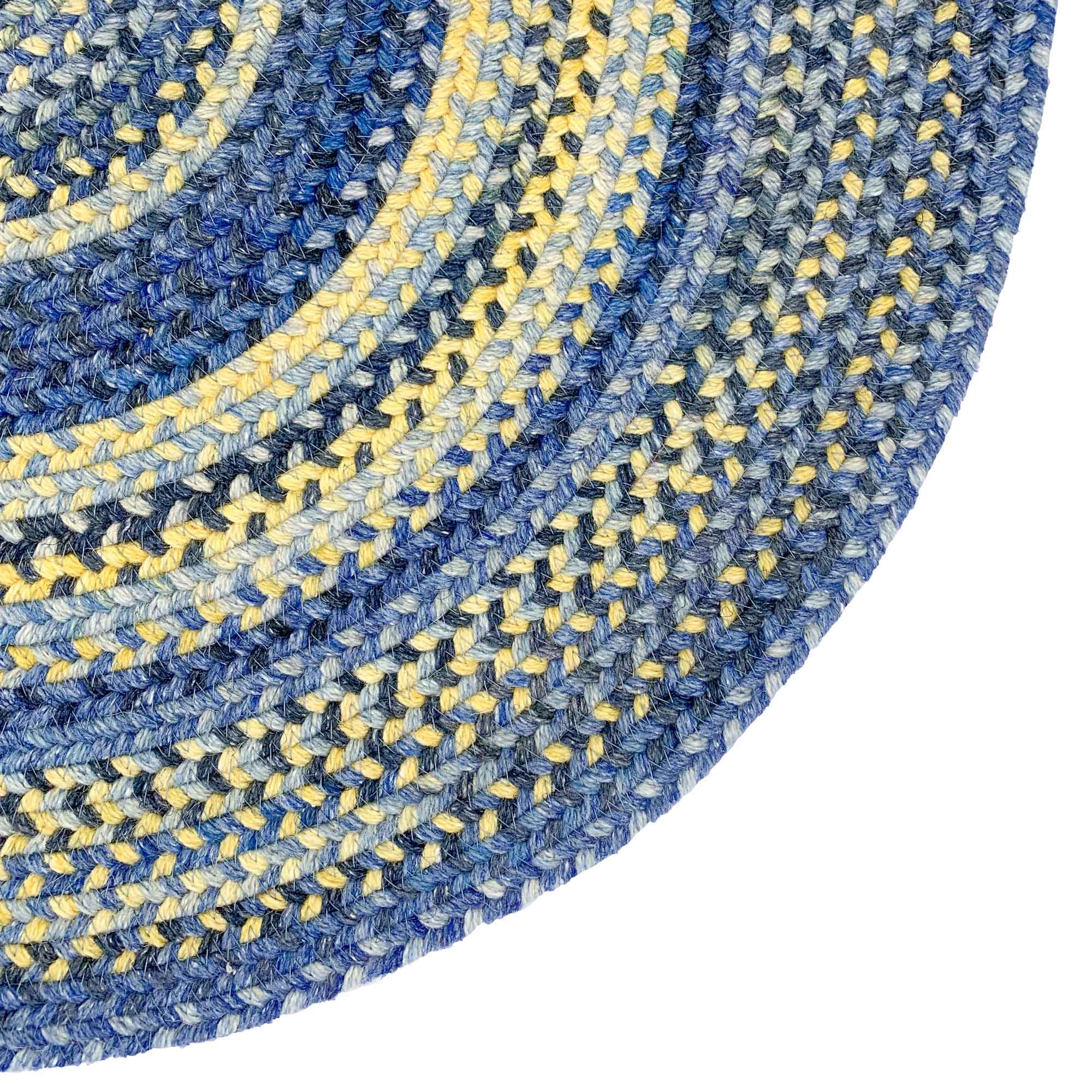 American Classic Blue Yellow Braided Rug Oval image