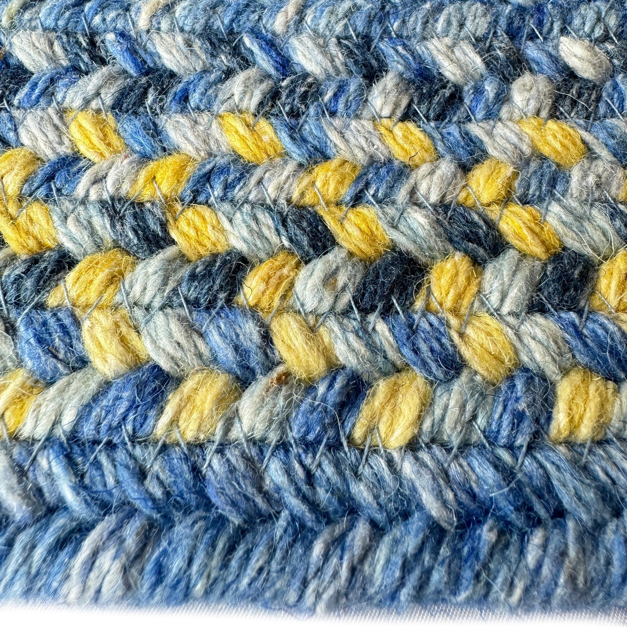 American Classic Blue Yellow Braided Rug Oval image