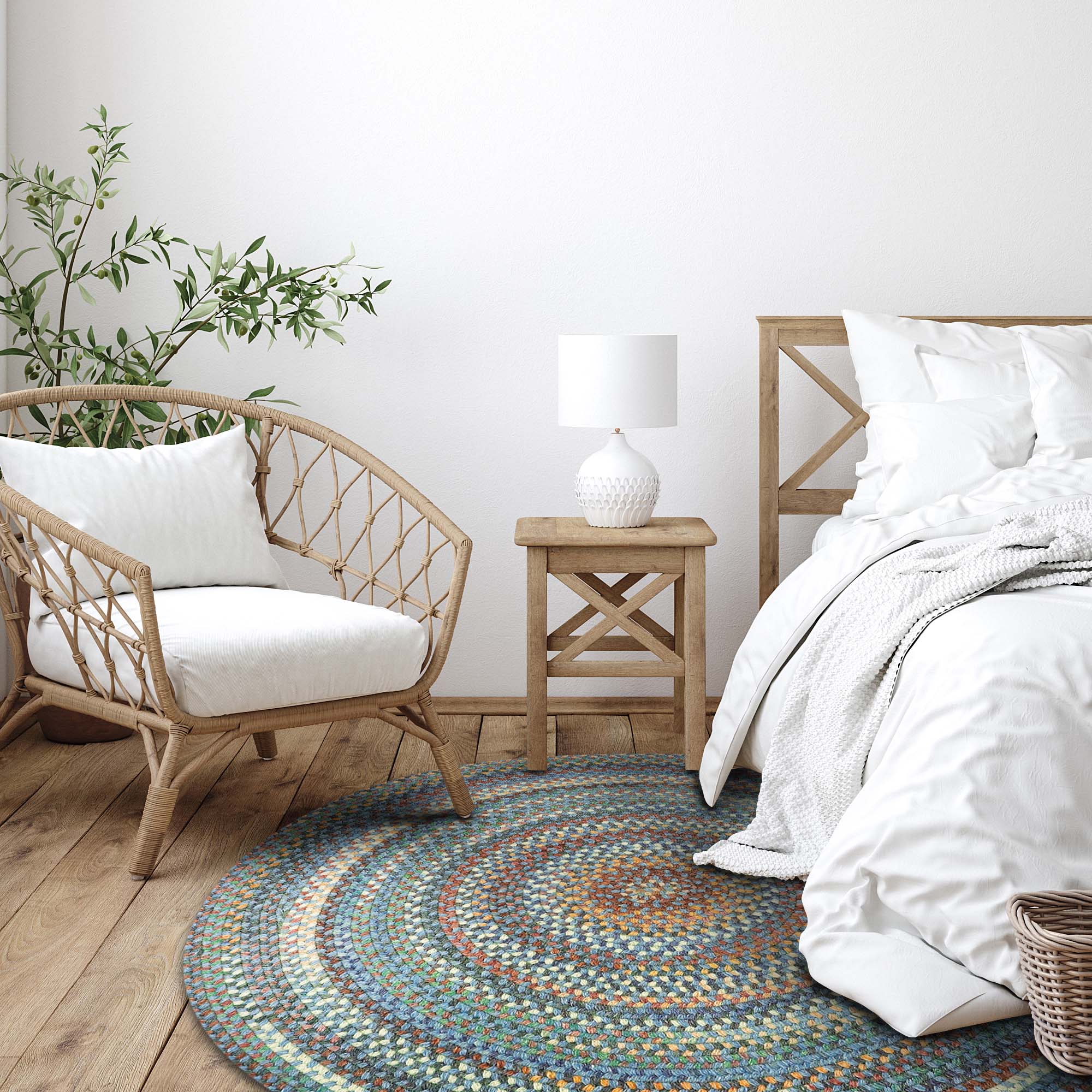 American Classic Legacy Blue Braided Rug Round image