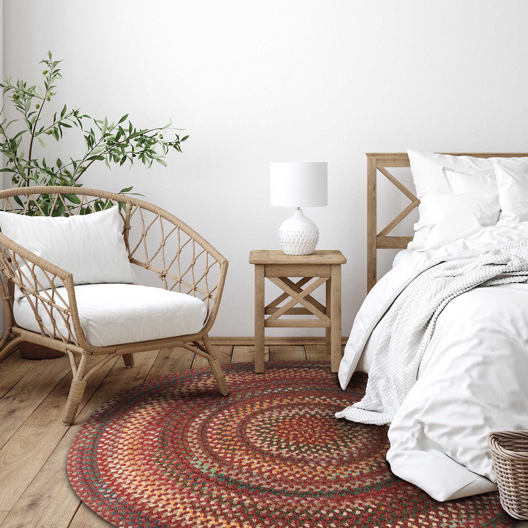 American Classic Red Braided Rug Round image