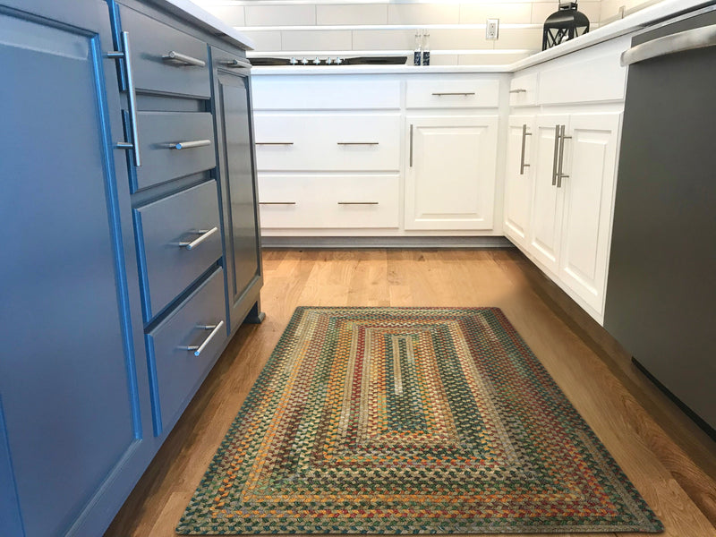 American Classic Tan Multi Braided Rug Concentric Rectangle image
