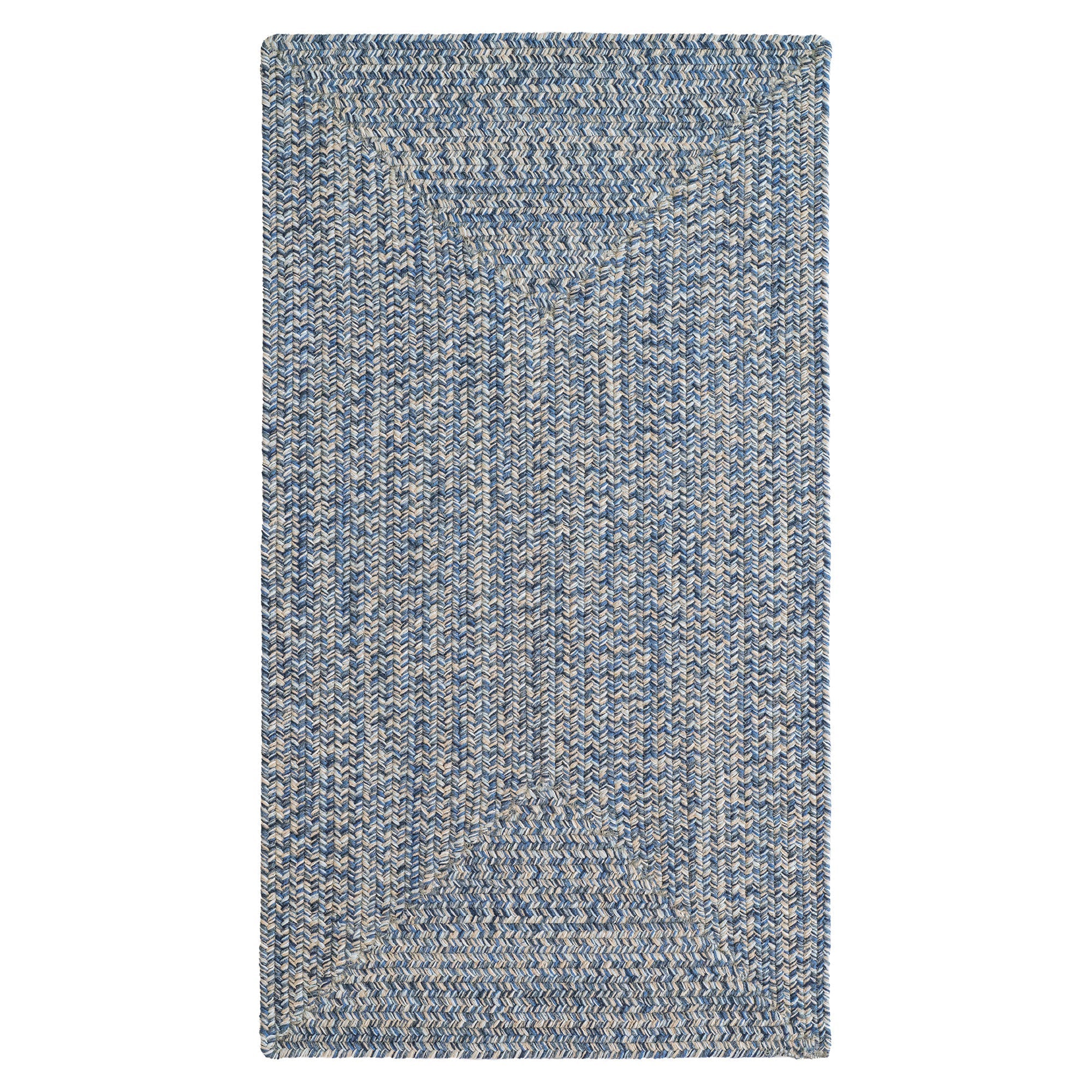 Stockton Medium Blue Braided Rug Concentric Rectangle image
