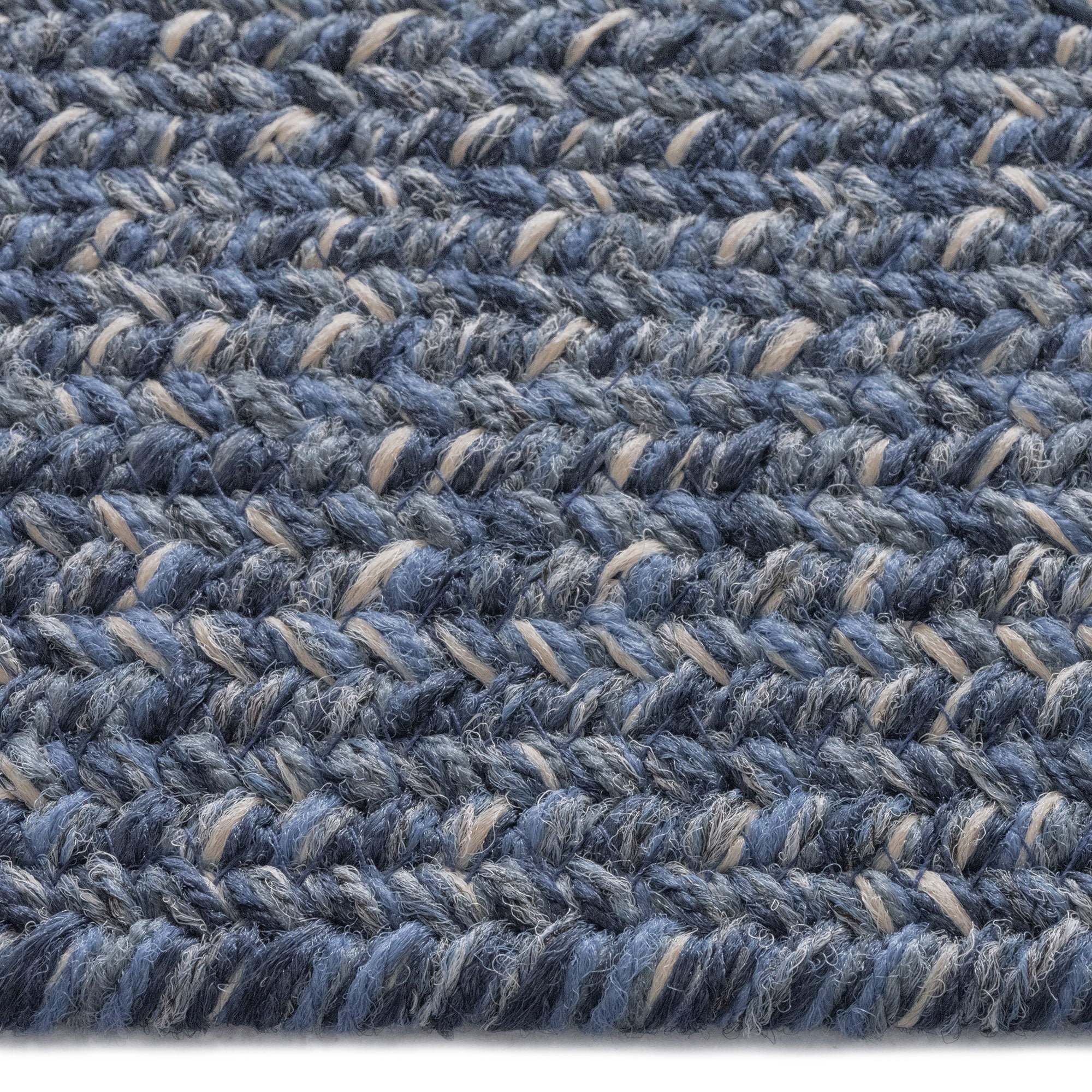 Stockton Dark Blue Braided Rug Concentric Rectangle image