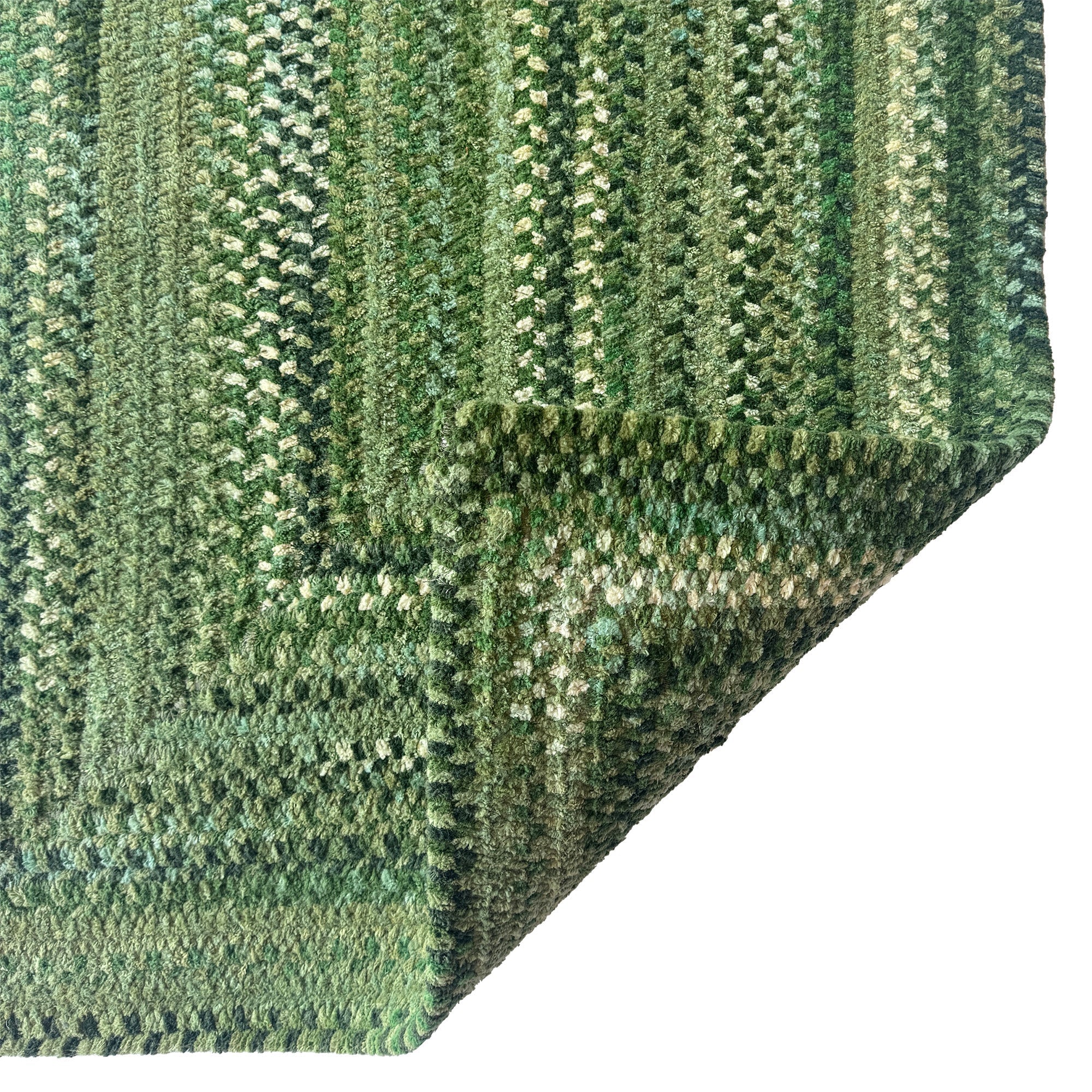 Cottonstone Balsam Green Braided Rug Concentric Rectangle image