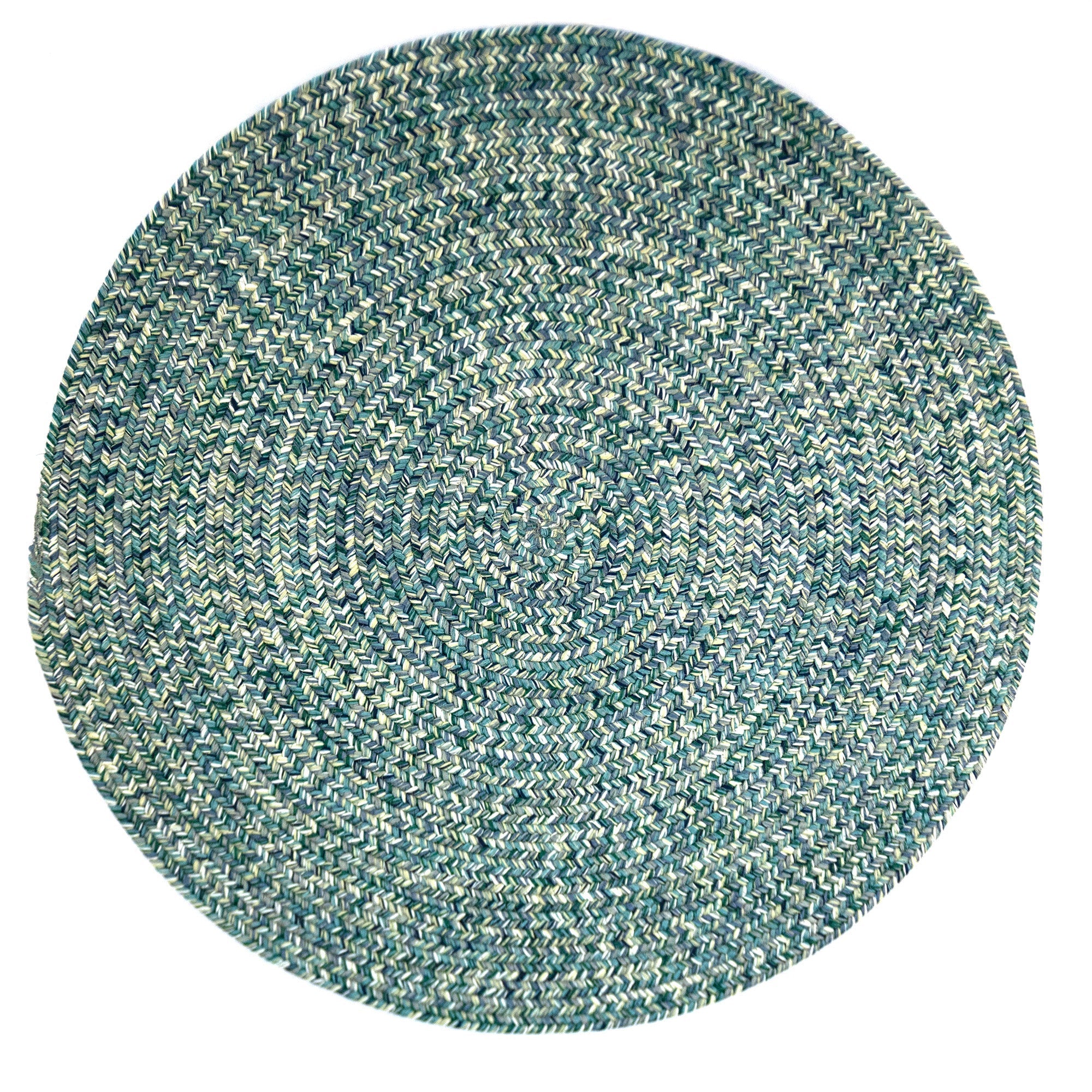 Dockside Teal Braided Rug Round image