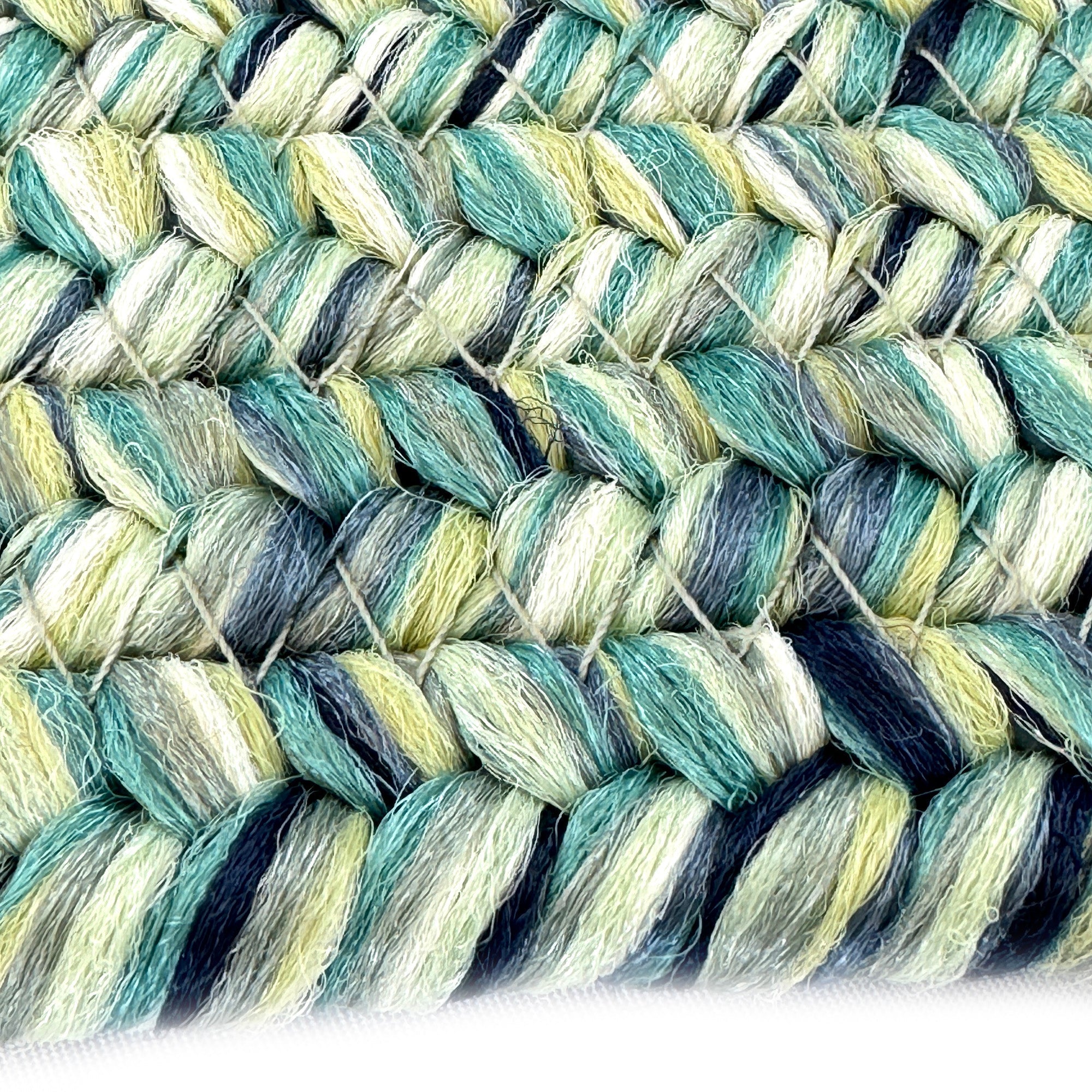 Dockside Teal Braided Rug Round image