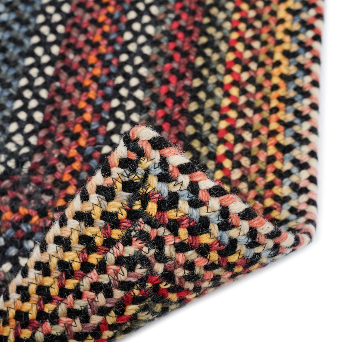 Americana Black Braided Rug Concentric Back image