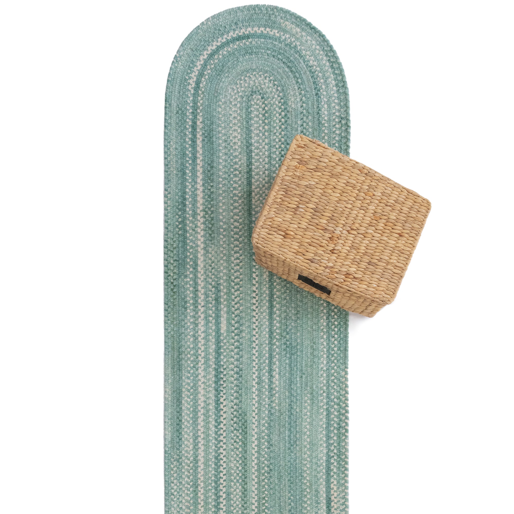 Bambini Aquamarine Braided Rug Oval image