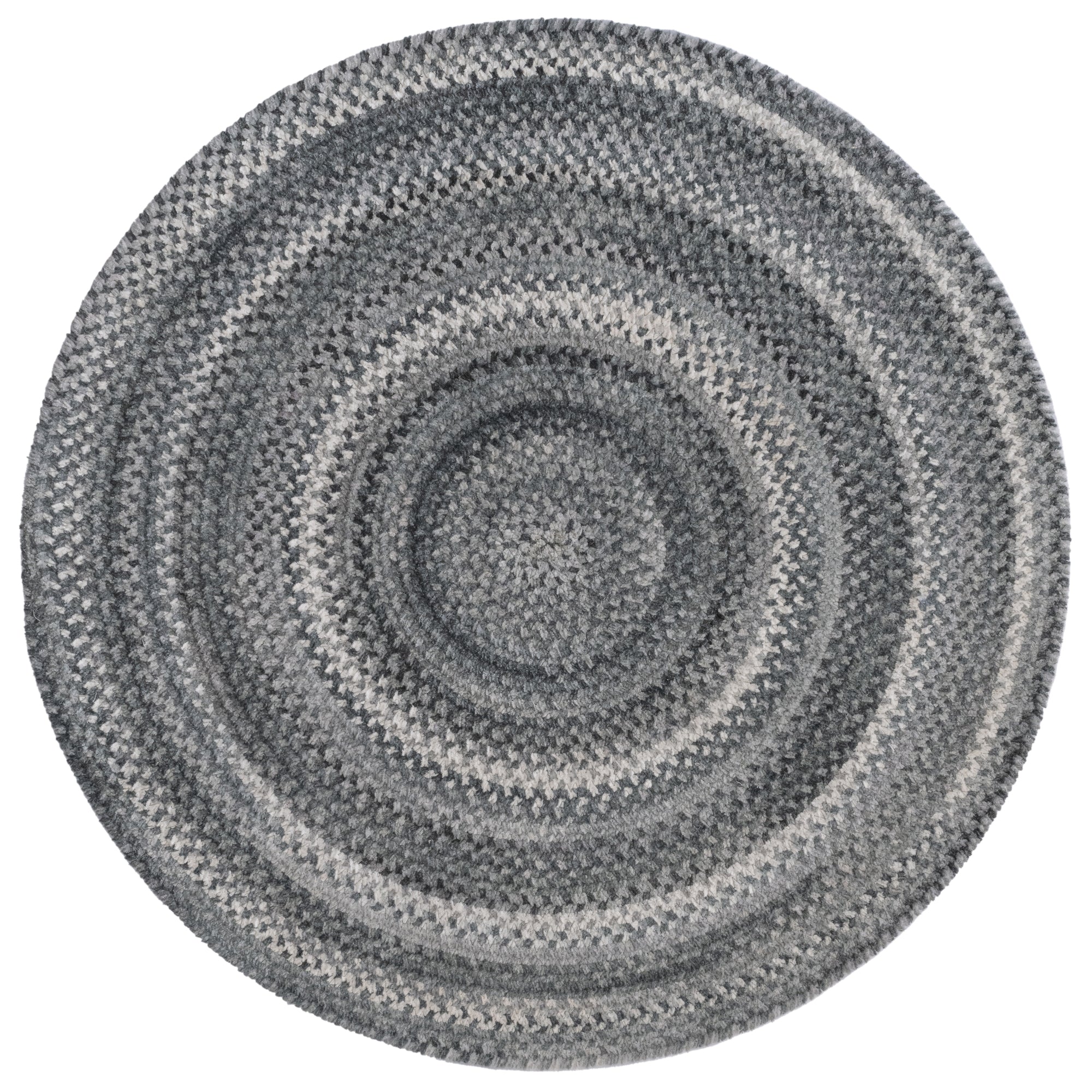Bambini Cool Gray Braided Rug Round image
