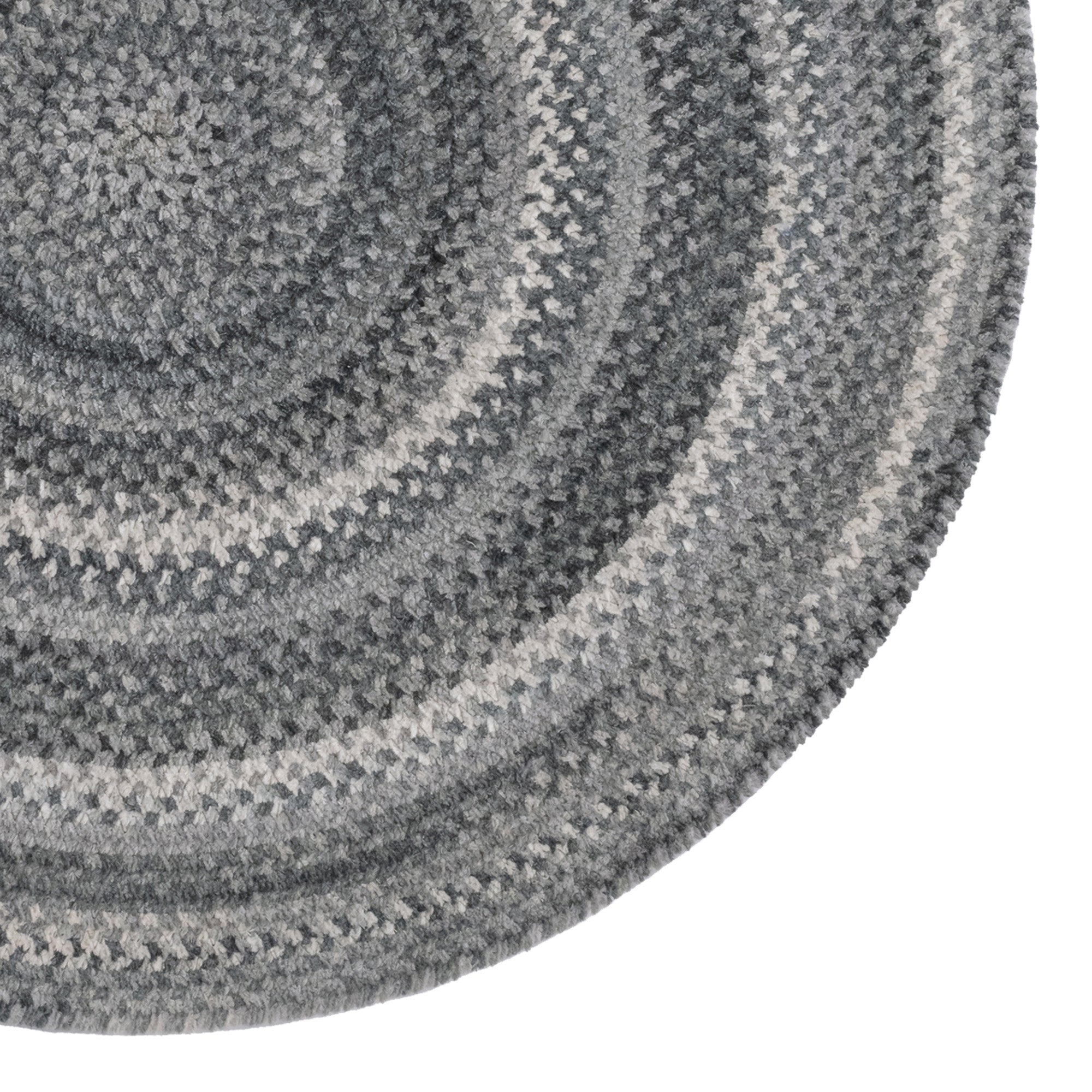 Bambini Cool Gray Braided Rug Round image