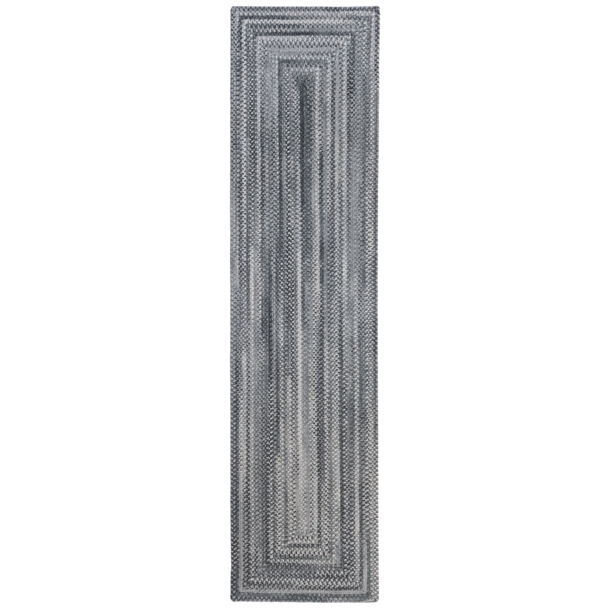 Bambini Cool Gray Braided Rug Concentric Rectangle image
