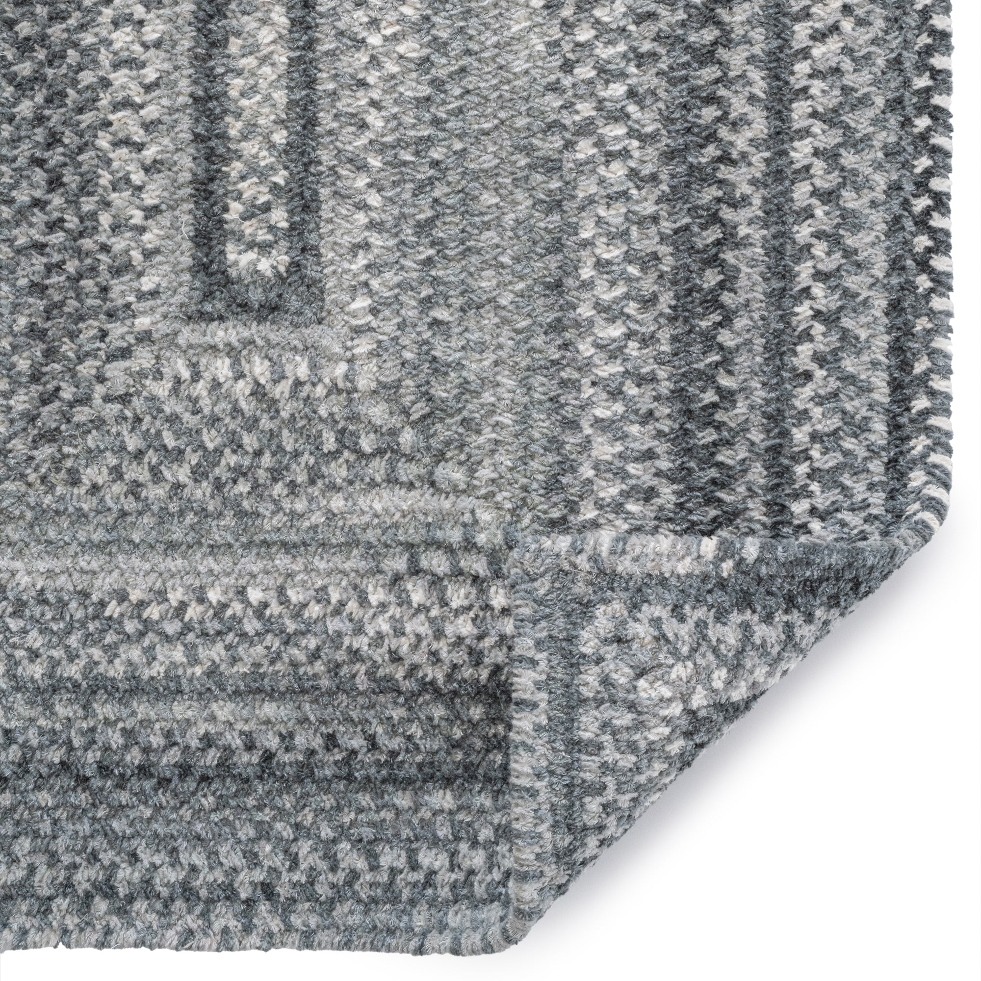 Bambini Cool Gray Braided Rug Concentric Rectangle image