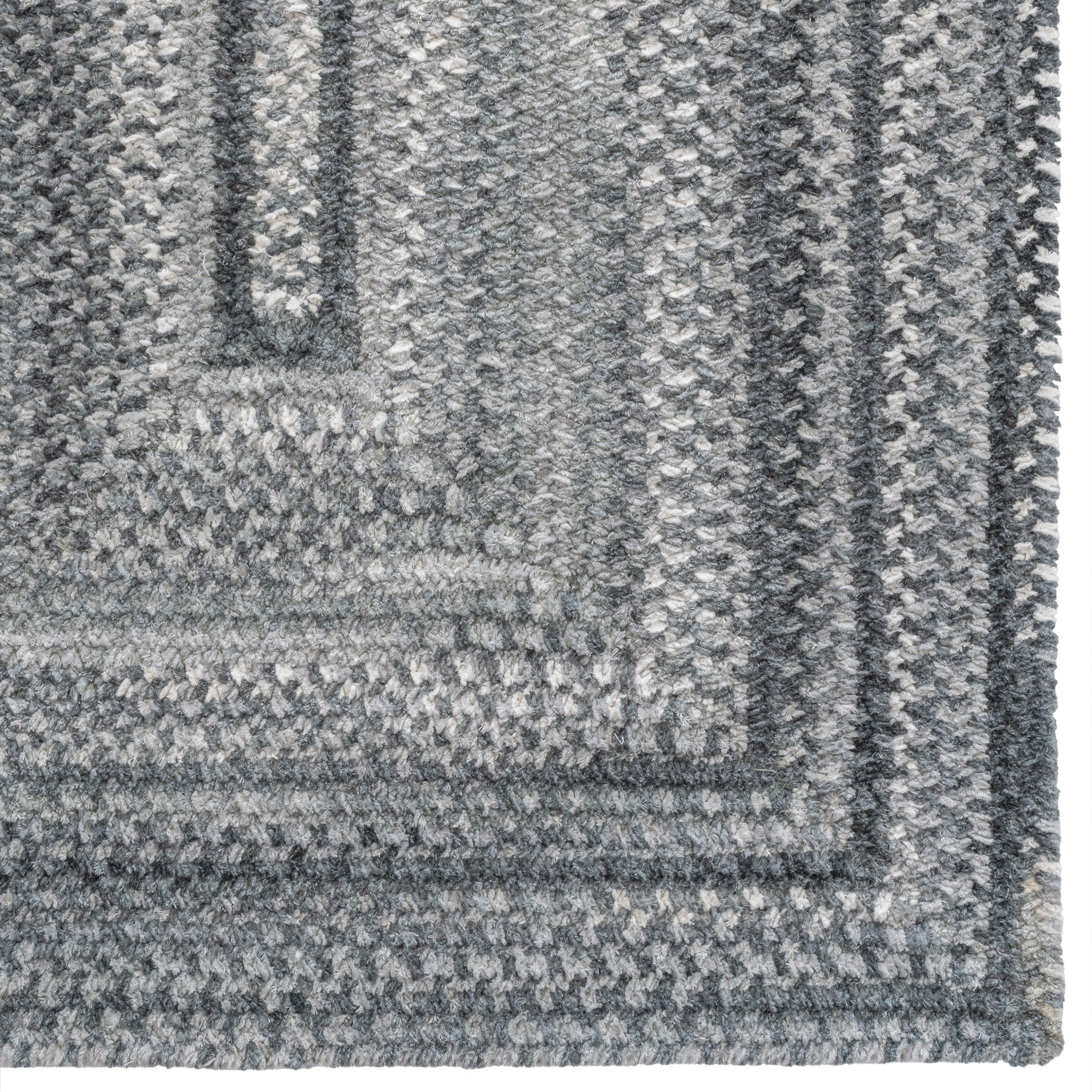 Bambini Cool Gray Braided Rug Concentric Rectangle image