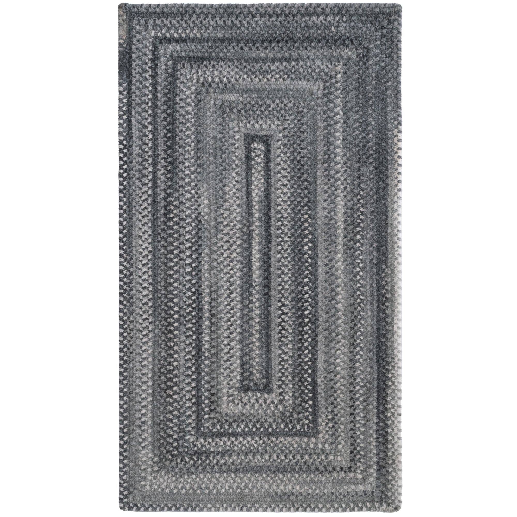 Bambini Cool Gray Braided Rug Concentric Rectangle image