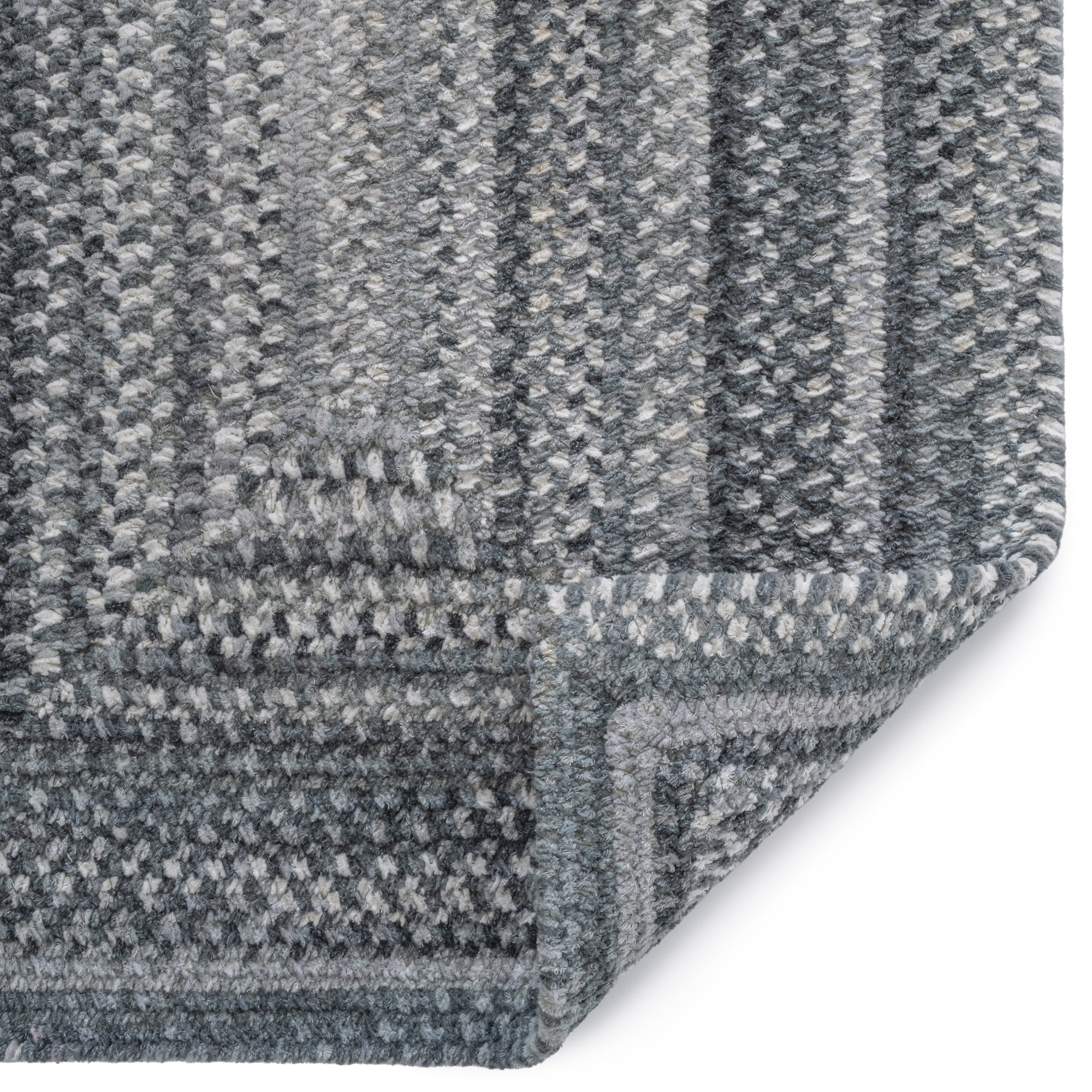 Bambini Cool Gray Braided Rug Concentric Rectangle image
