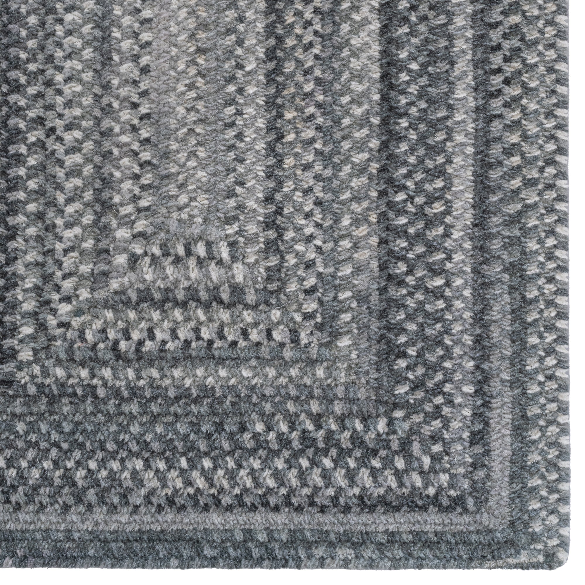 Bambini Cool Gray Braided Rug Concentric Rectangle image