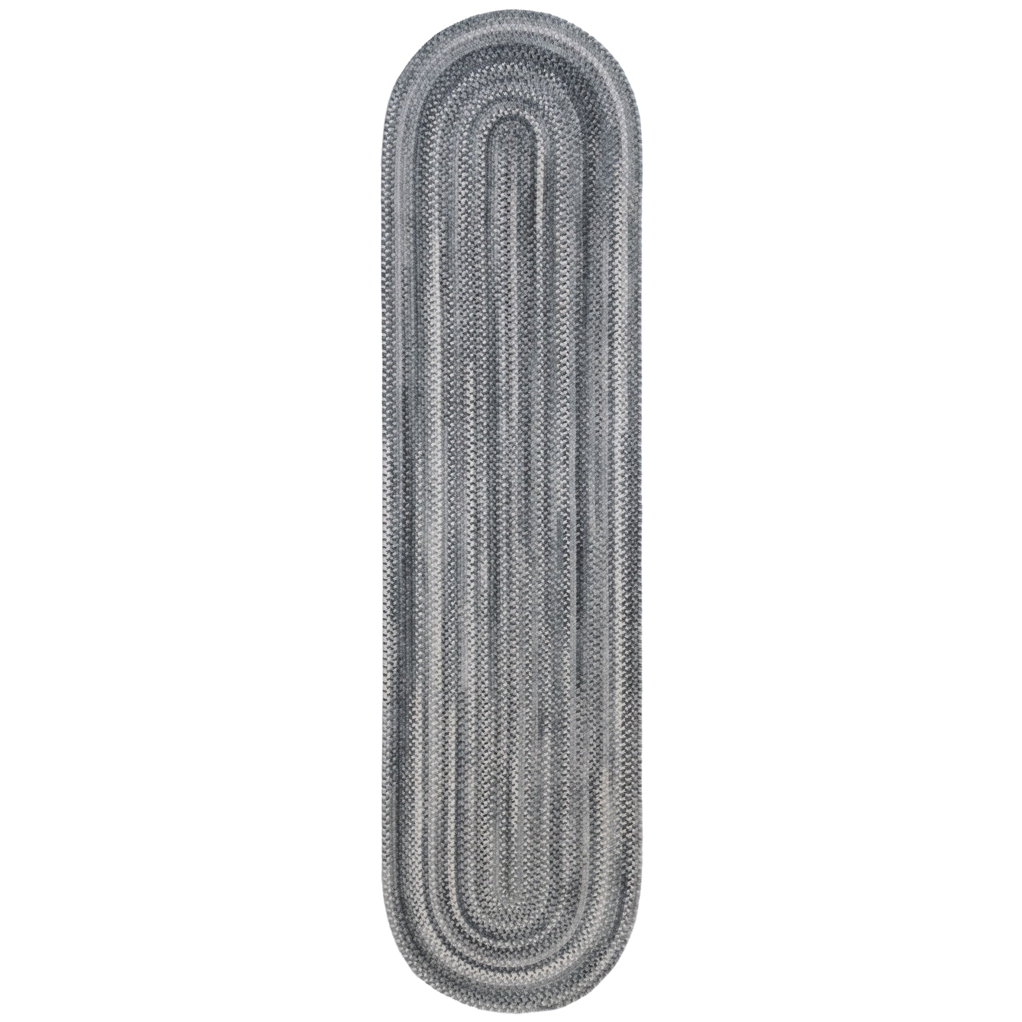 Bambini Cool Gray Braided Rug Oval image