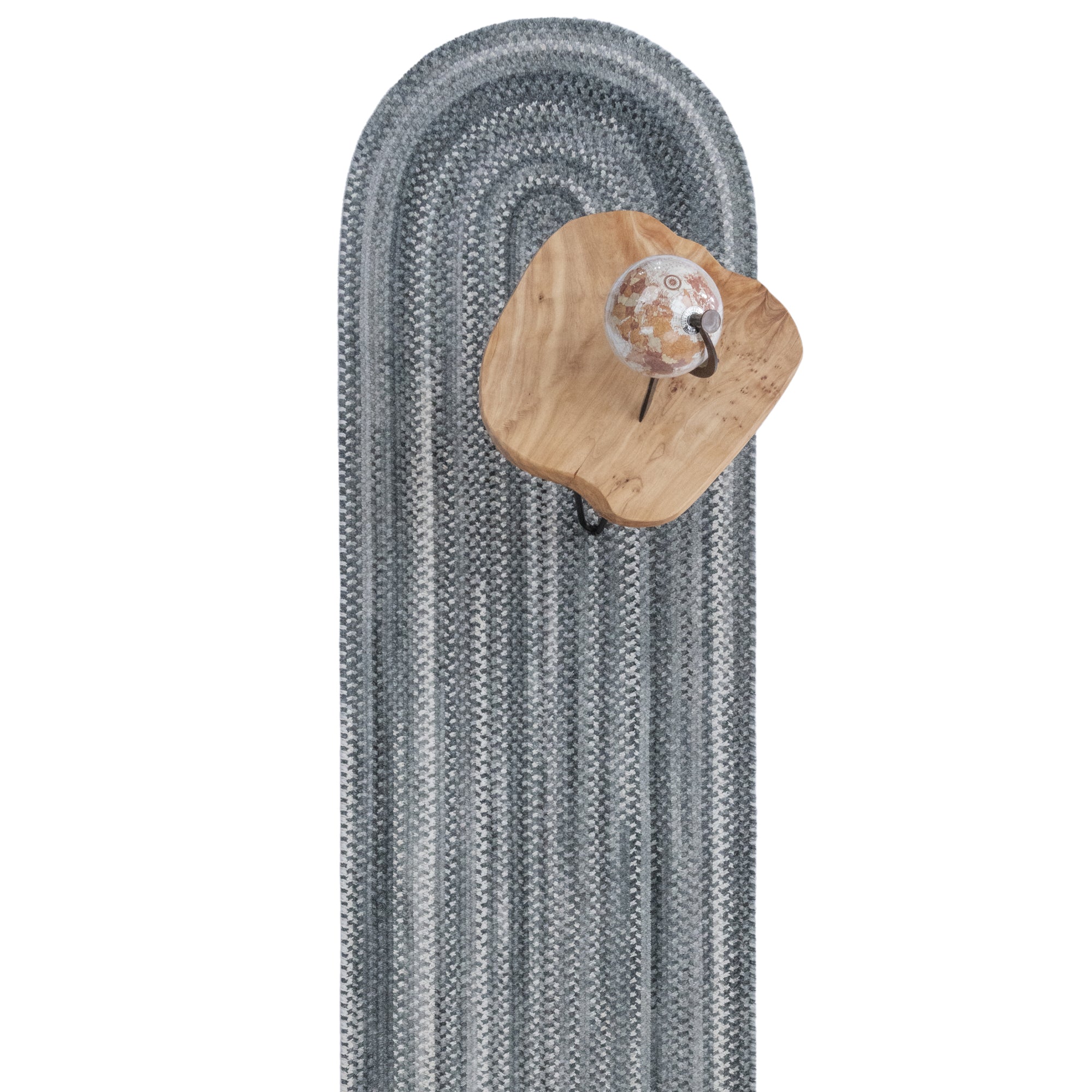 Bambini Cool Gray Braided Rug Oval image
