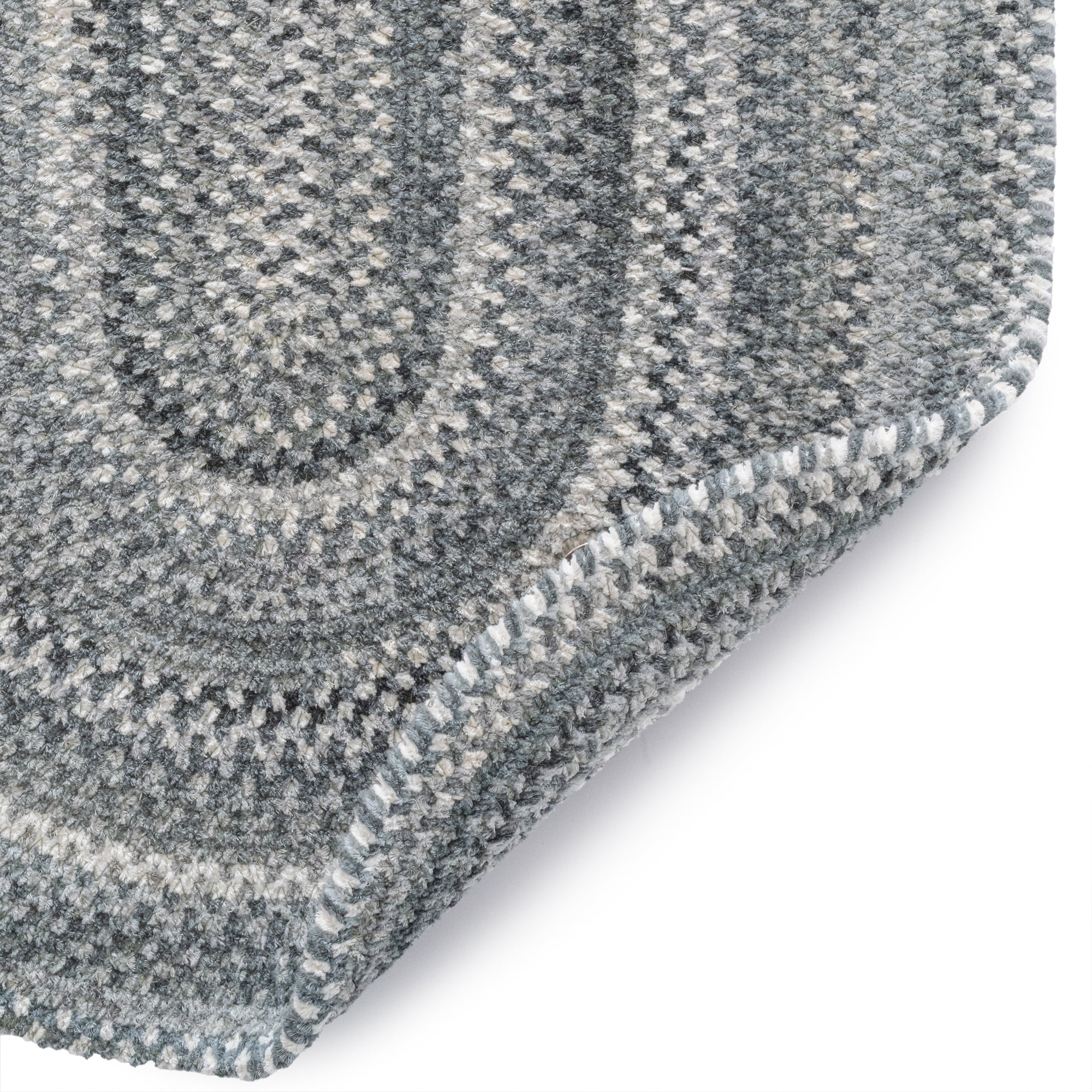 Bambini Cool Gray Braided Rug Oval image