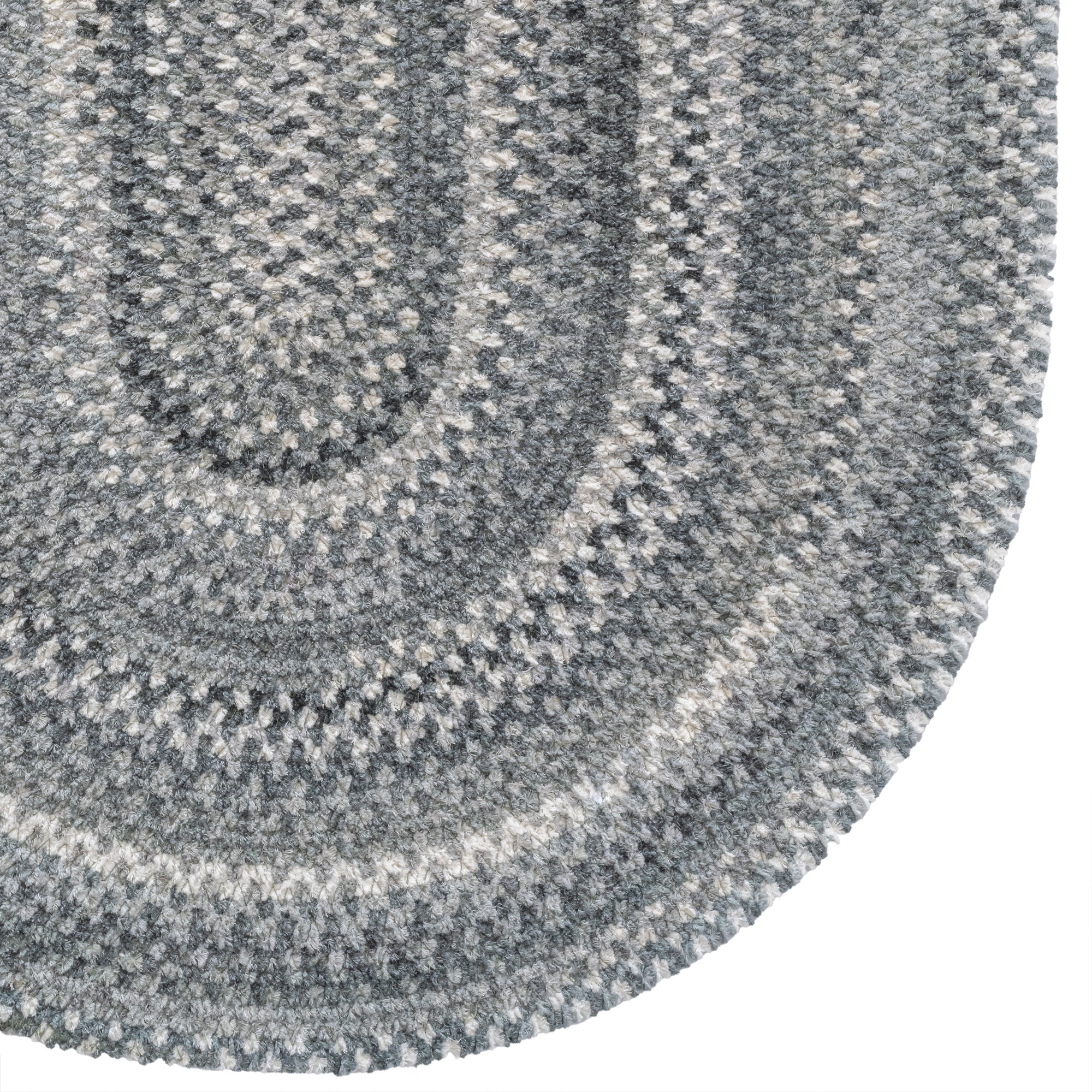 Bambini Cool Gray Braided Rug Oval image