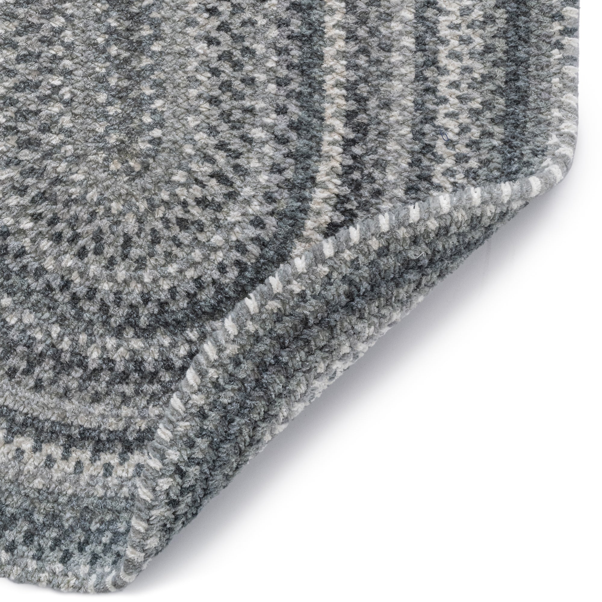 Bambini Cool Gray Braided Rug Oval image